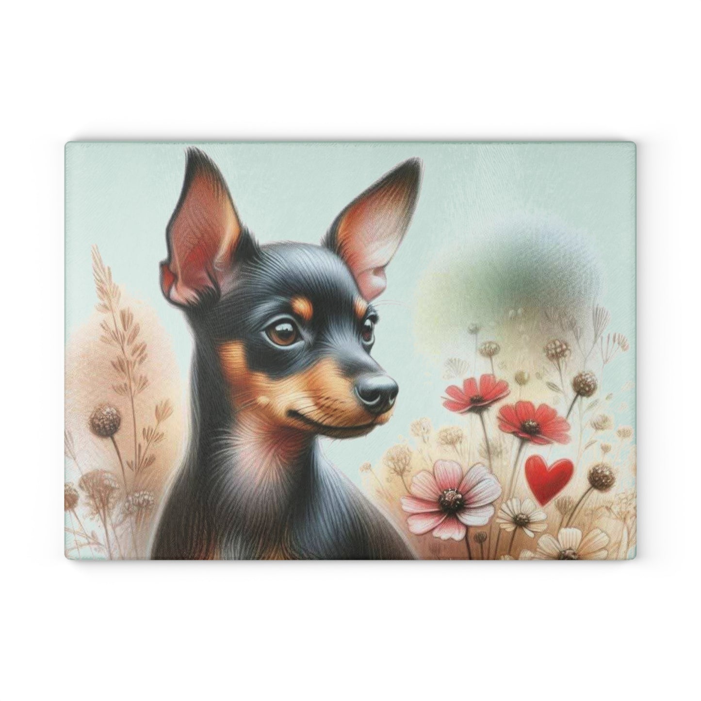 🌸 Miniature Pinscher Wildflower Cutting Board – Bold Beauty with Petite Charm 🐾