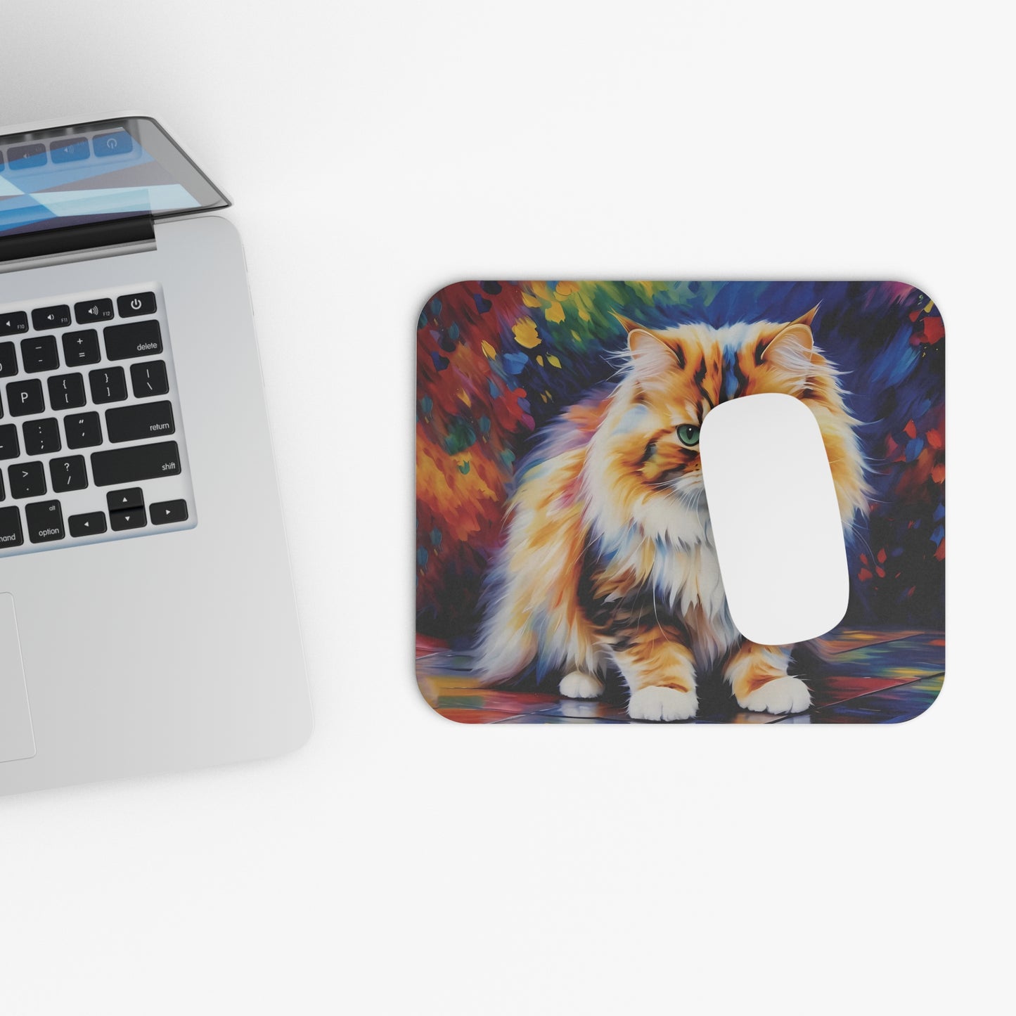 Alfombrilla de ratón con diseño de gato persa: elegante decoración de escritorio para amantes de los gatos