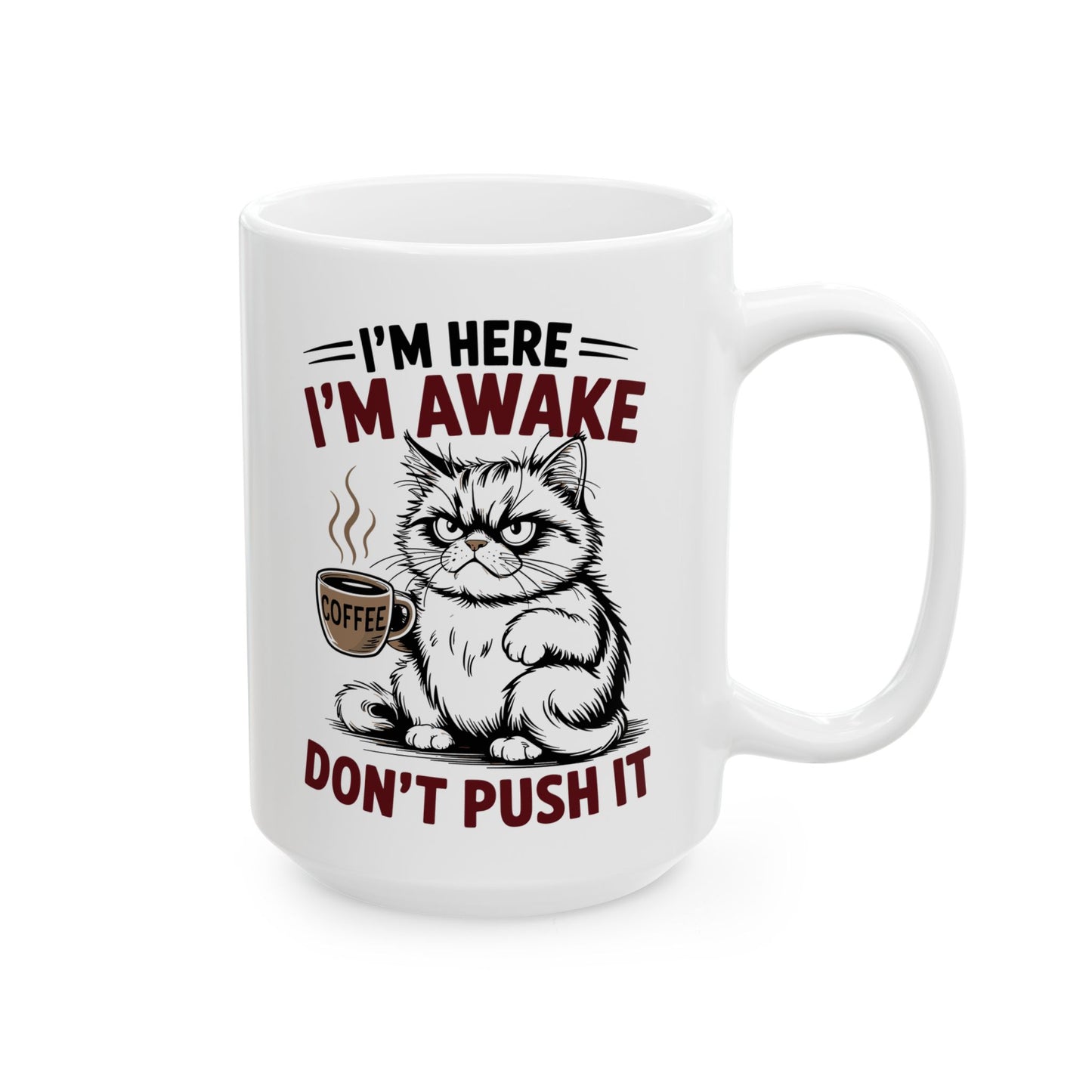 ☕ Estoy despierto, no presiones – Taza de café de Grumpy Cat para guerreros del buen humor matutino