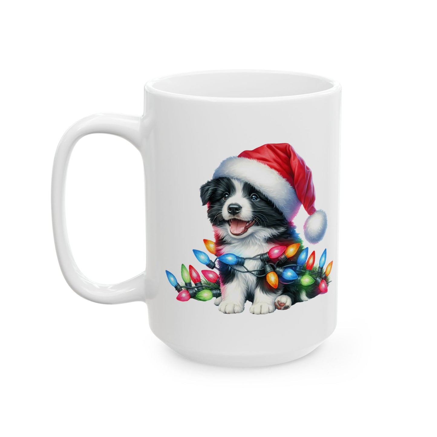 🐾 Border Collie Christmas Lights Mug – Holiday Cheer with a Tail-Wagging Twist 🎅✨