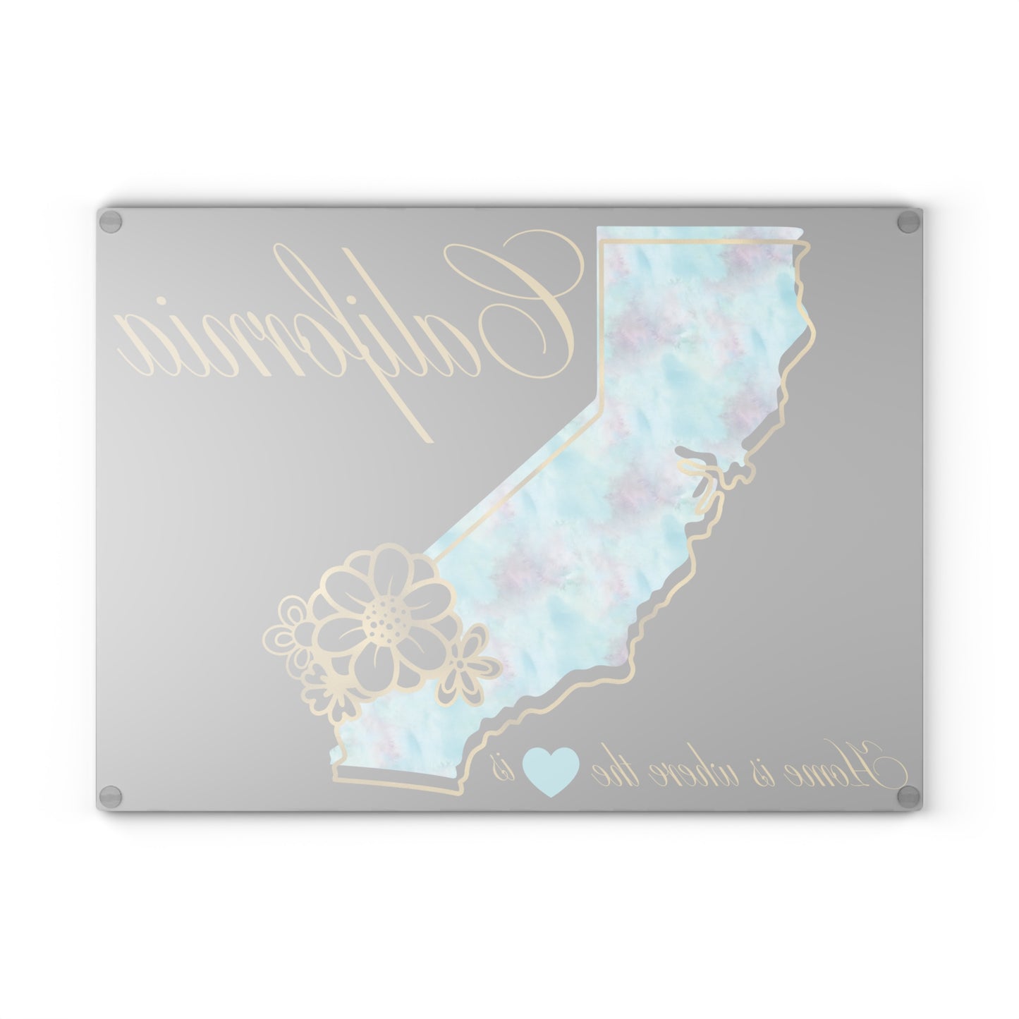 🪷 California Floral State Cutting Board – Watercolor West Coast Elegance for Your Kitchen 🌊