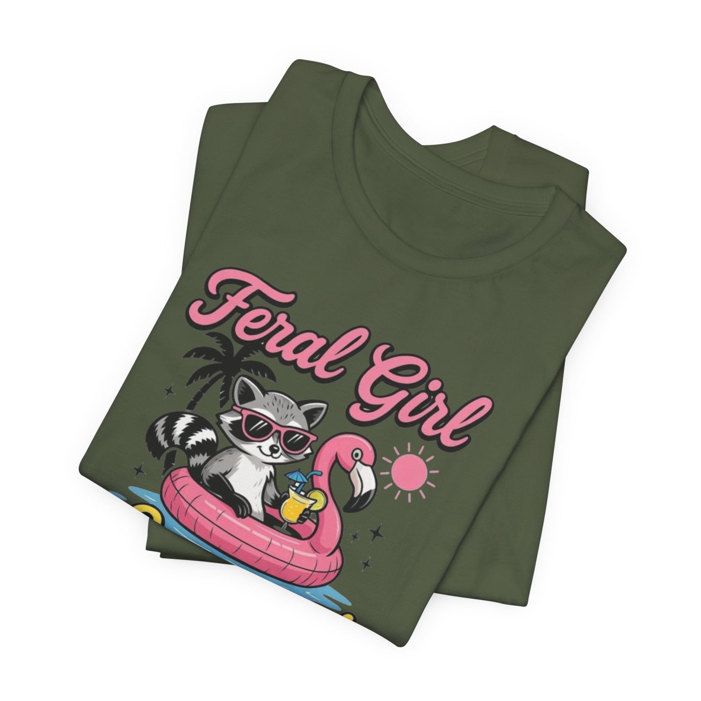 Camiseta de verano para chica salvaje: Mapache divertido con vuelo | Camiseta de verano para mujer