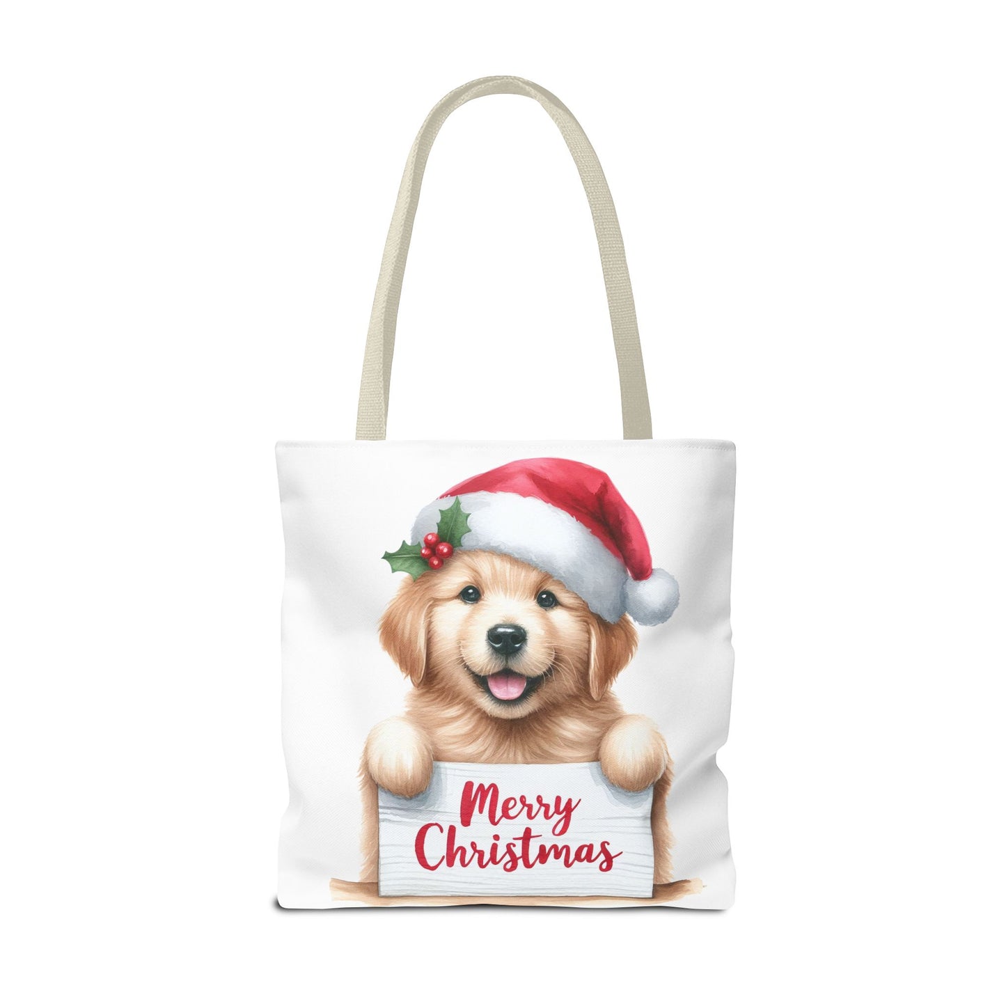 🐾 Golden Retriever “Merry Christmas” Tote Bag – Holiday Cheer in Every Carry 🎄
