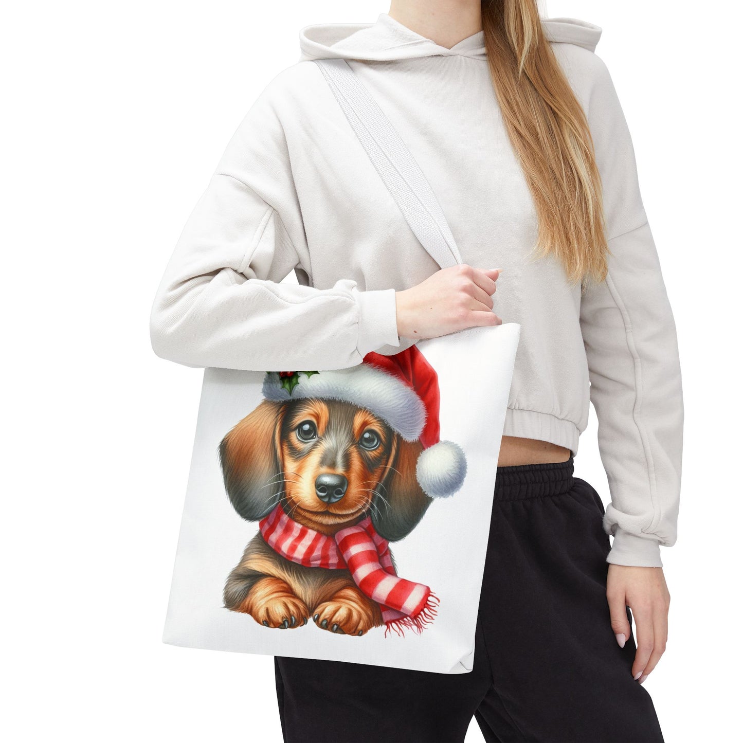 🎄 Dachshund Christmas Tote Bag – Festive Holiday Charm for Dog Lovers 🐾🎅