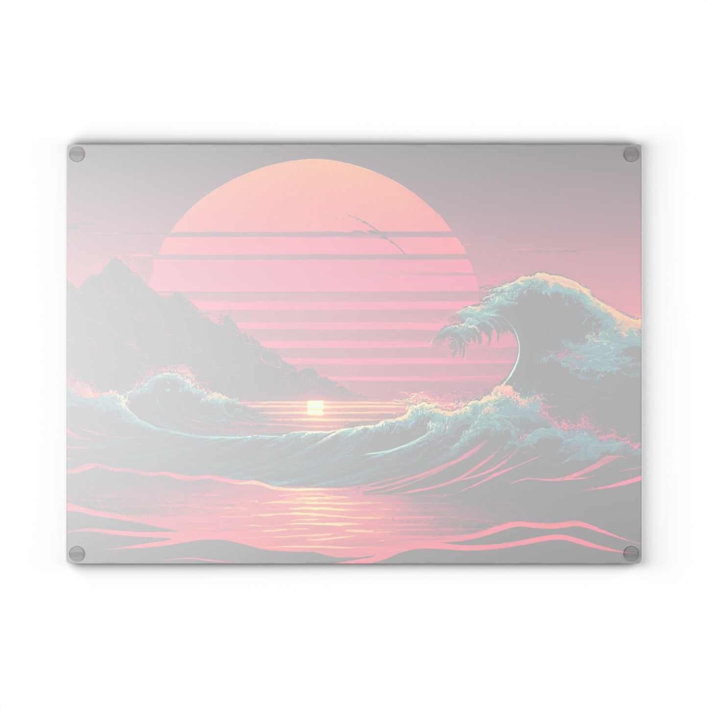 Tabla de cortar de vidrio con diseño de playa y palmeras – Decoración de cocina costera