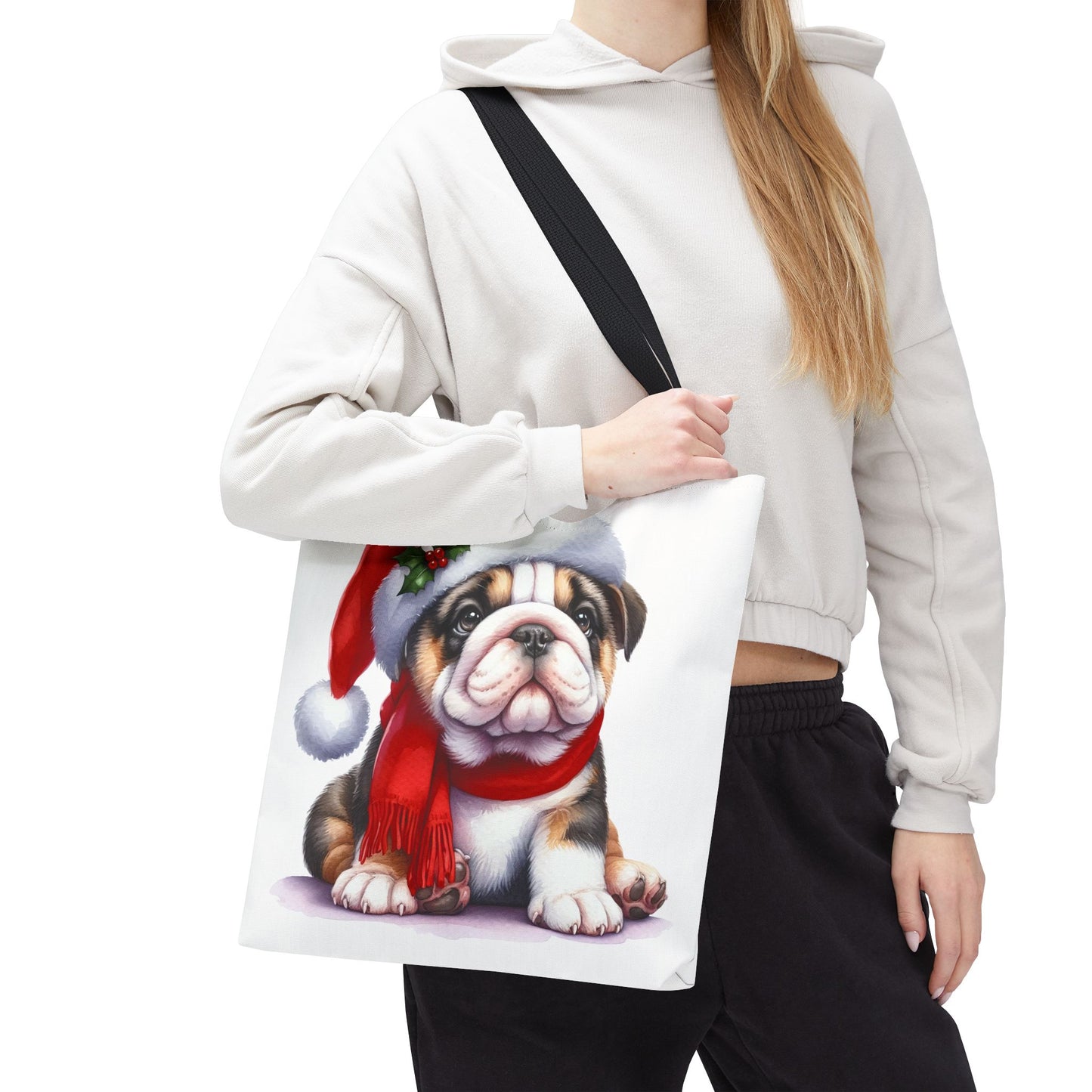 🎅 Bulldog Christmas Tote Bag – Cozy Holiday Style for Dog Lovers 🐾