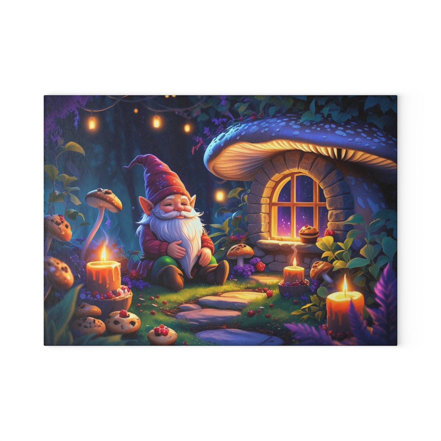 🍄✨ Whimsical Gnome Cottage Cutting Board – Enchanted Forest Charm for Your Kitchen