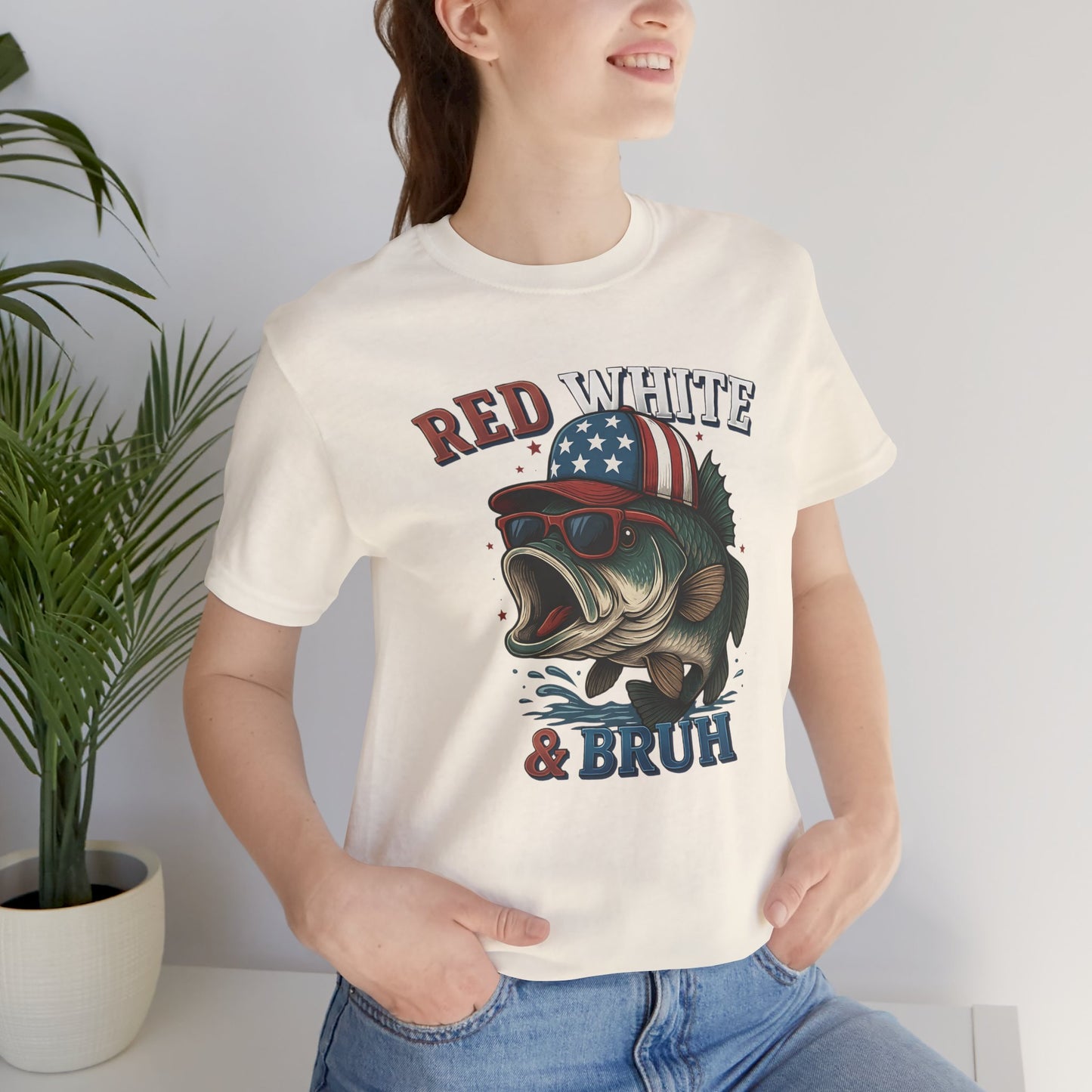 Divertida camiseta patriótica de pescado, con estampado rojo, blanco y negro, unisex, ideal para el 4 de julio, regalo para papá, ideal para barbacoas de verano.