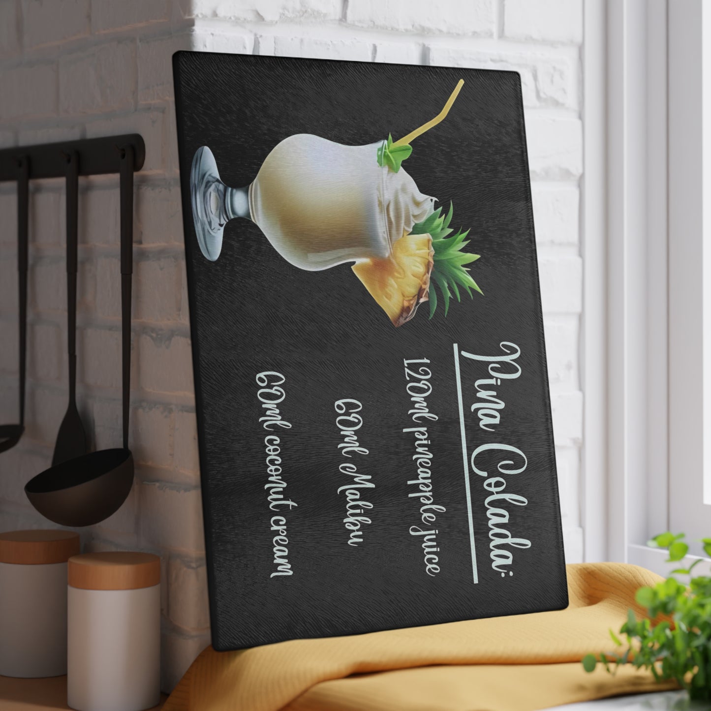 🍍 Piña Colada Recipe Cutting Board – Island Vibes for Your Kitchen or Bar
