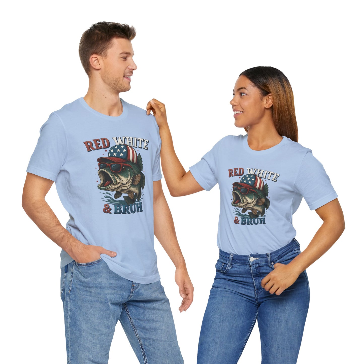 Divertida camiseta patriótica de pescado, con estampado rojo, blanco y negro, unisex, ideal para el 4 de julio, regalo para papá, ideal para barbacoas de verano.