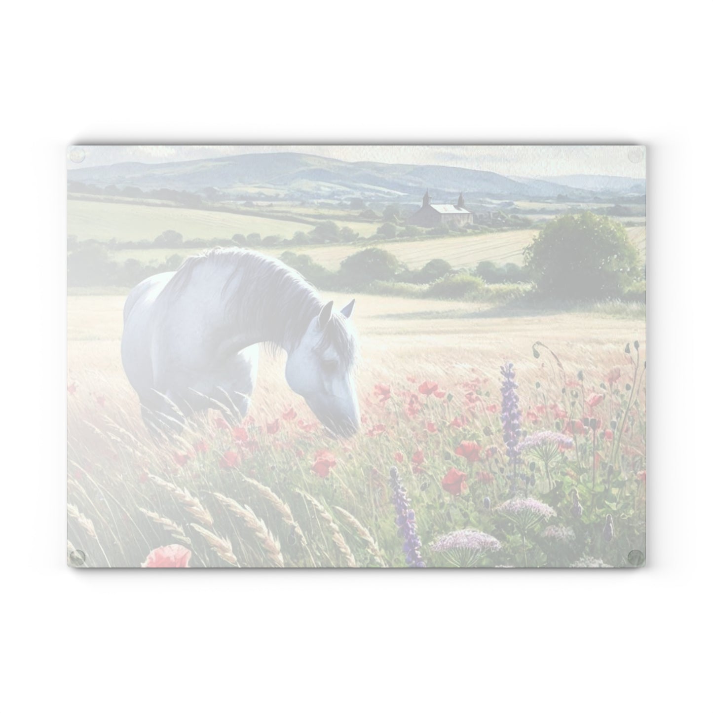 Horse Cutting Board, Equestrian Gift, Glass Cutting Board, Rustic Kitchen Decor, Horse Lover Gift, Farmhouse Kitchen Decor, Horse Lover Gift
