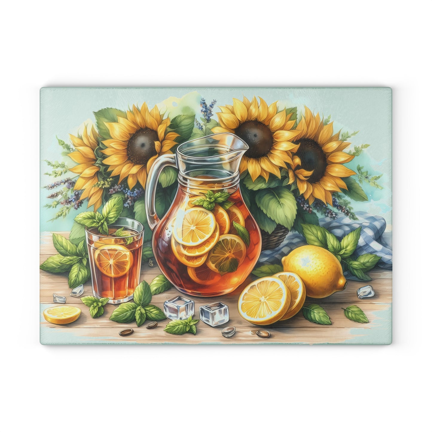 🍋 Sunflower Citrus Tea Cutting Board – Fresh Summer Flavor for Your Kitchen
