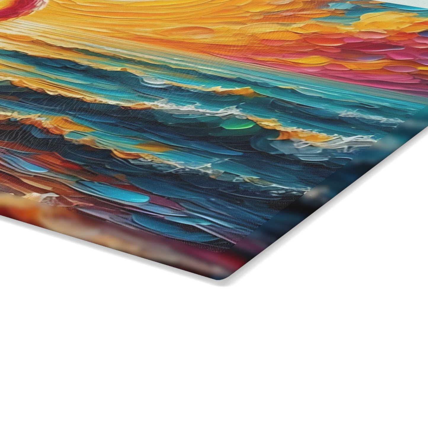 Tabla de cortar - Tabla de cortar de vidrio templado con diseño de flamenco rosa y atardecer en la playa, tabla de charcutería, tabla de cortar, regalo de inauguración de la casa, tabla de cortar personalizada, rústica
