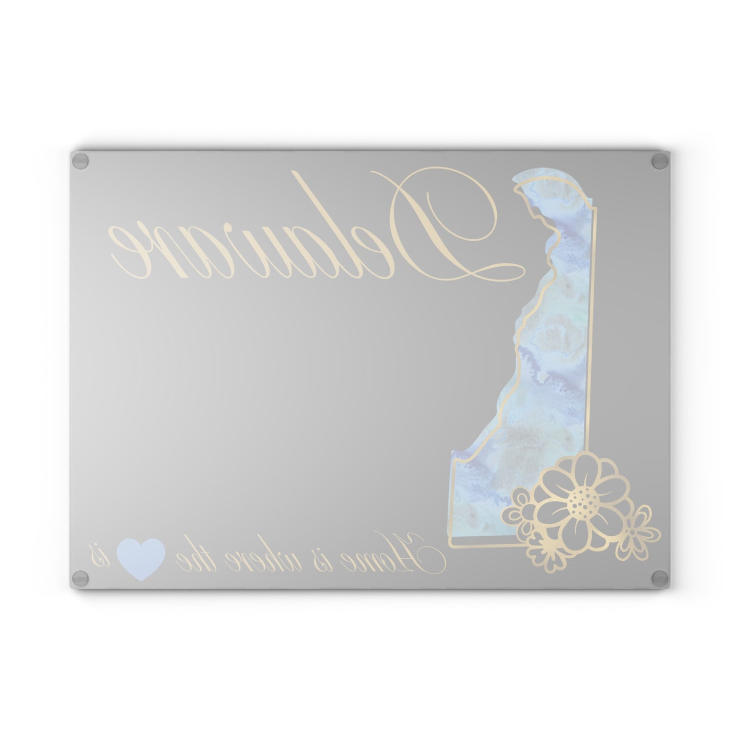 💠 Delaware Floral State Cutting Board – Coastal Charm in Elegant Blue & Gold 🌊