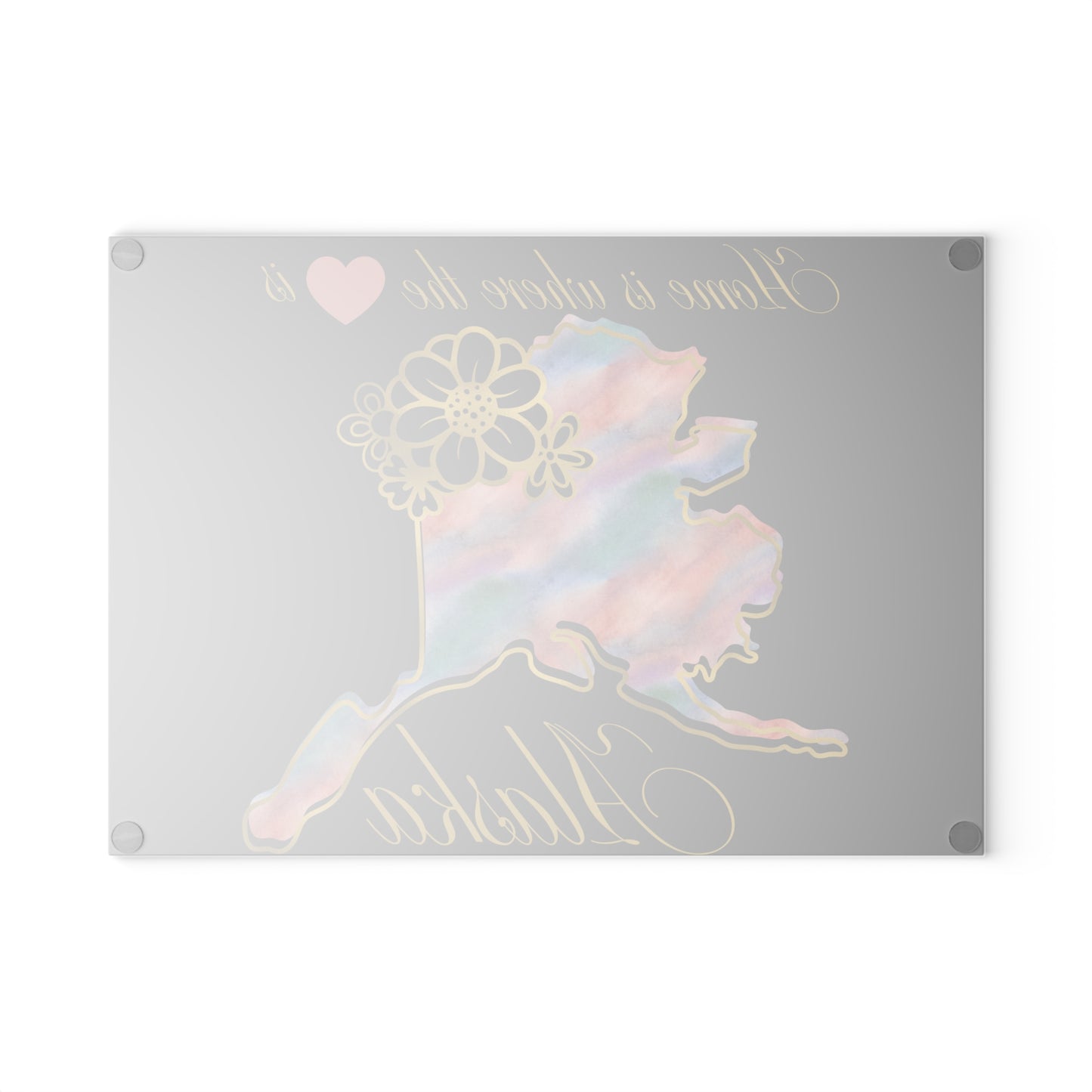 🌈 Alaska Floral Cutting Board – Rainbow Watercolor Charm for The Last Frontier 🌸