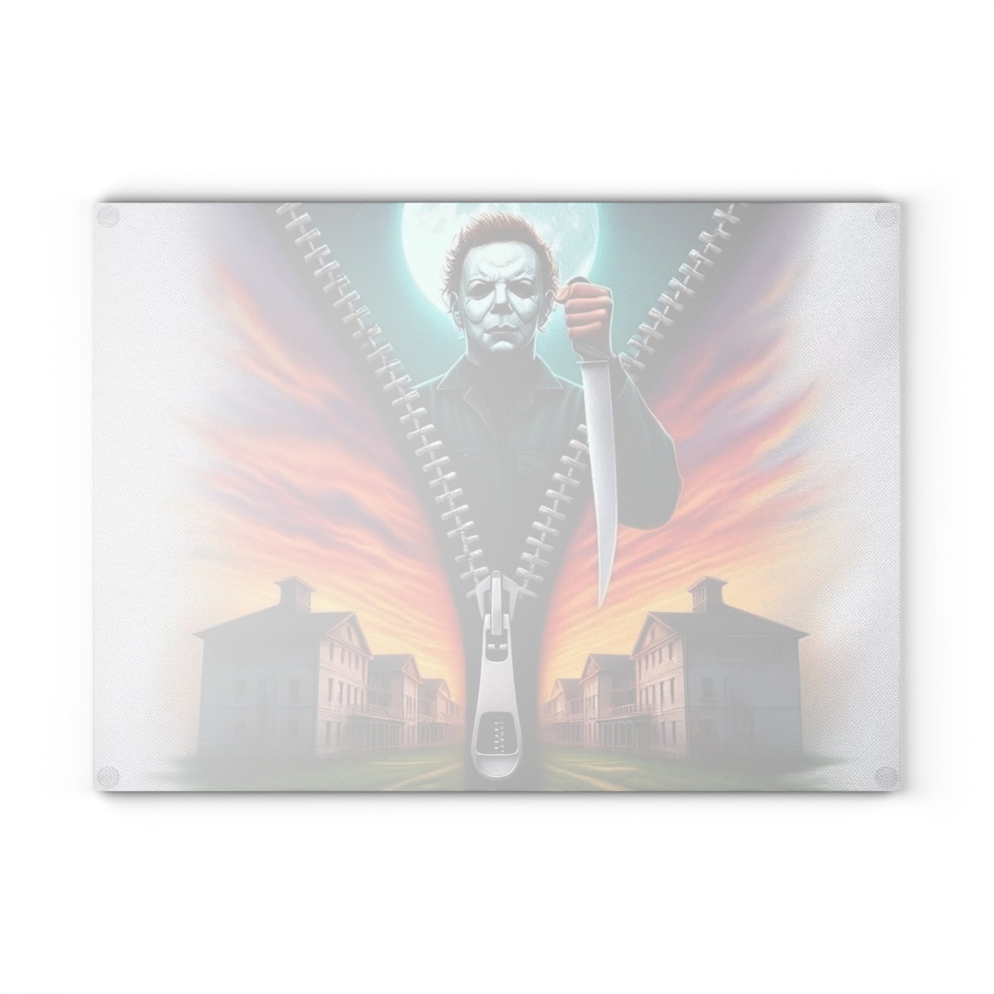 🔪 Sunset Madness Cutting Board – Zip Through the Chaos in Style