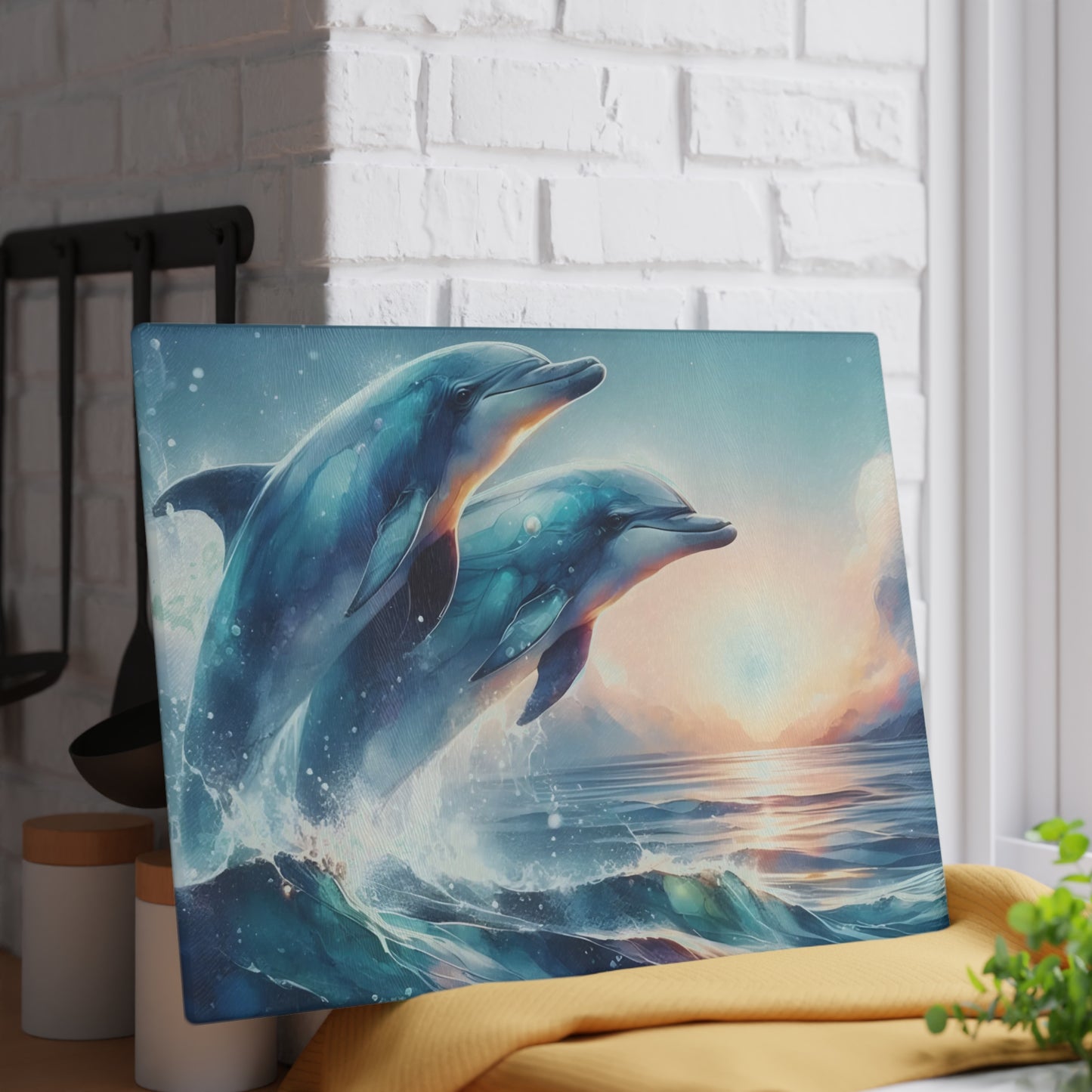 🌊🐬 Sunlit Ocean Dolphins Cutting Board – Serenity Meets Coastal Elegance 🐬🌊