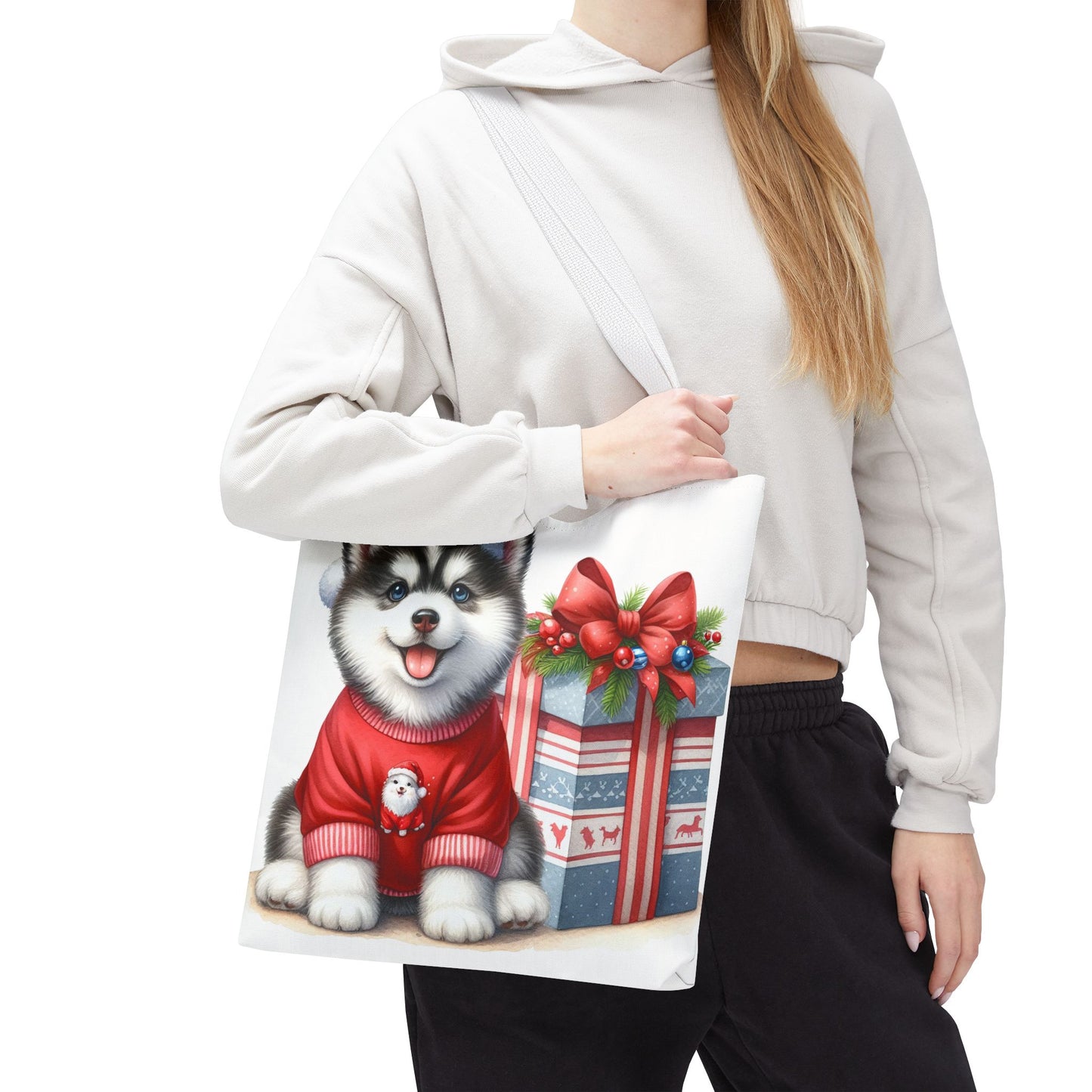 🎁 Christmas Husky Tote Bag – Festive Pup & Holiday Cheer in Every Carry 🎄
