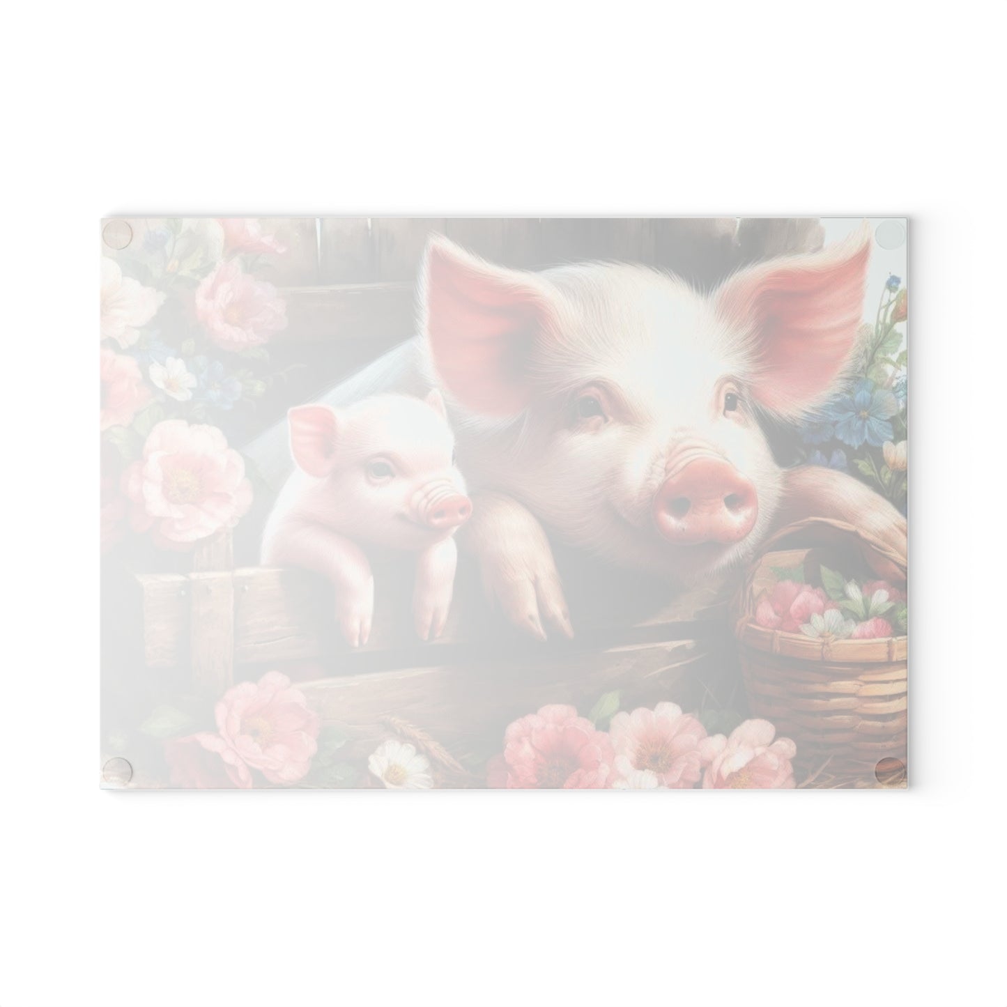 Tabla de cortar de vidrio templado para mamá y cerdito