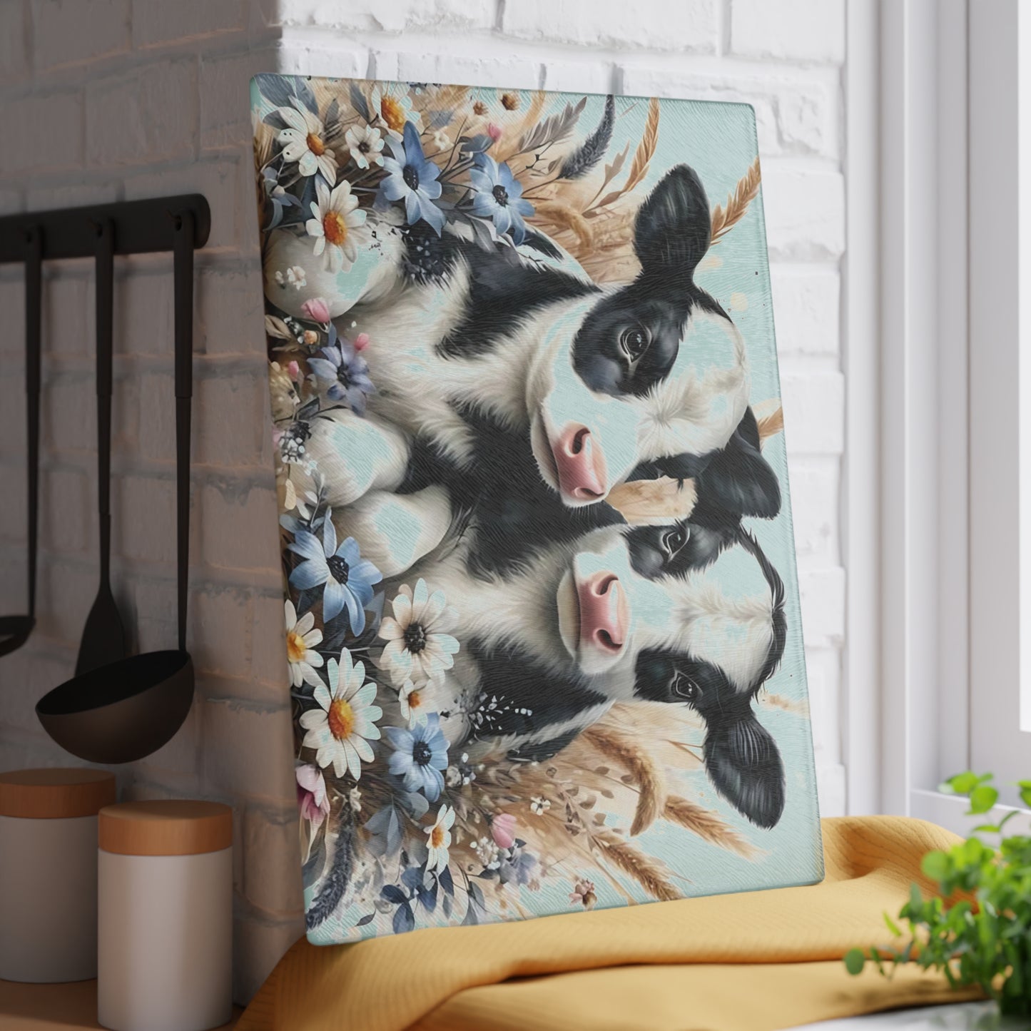 🐄 Adorable Calf Duo Cutting Board – Country Charm for Your Kitchen 🐄