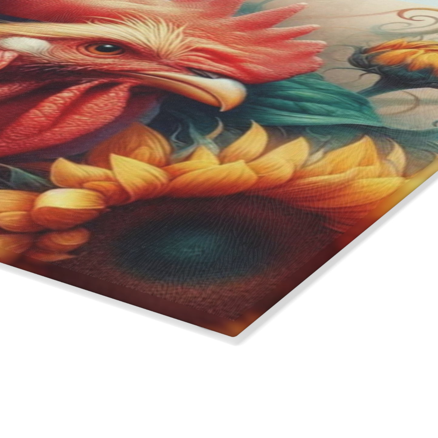Rooster Glass Cutting Board – Rustic Farmhouse Kitchen Decor | Tempered Glass Charcuterie & Serving Board