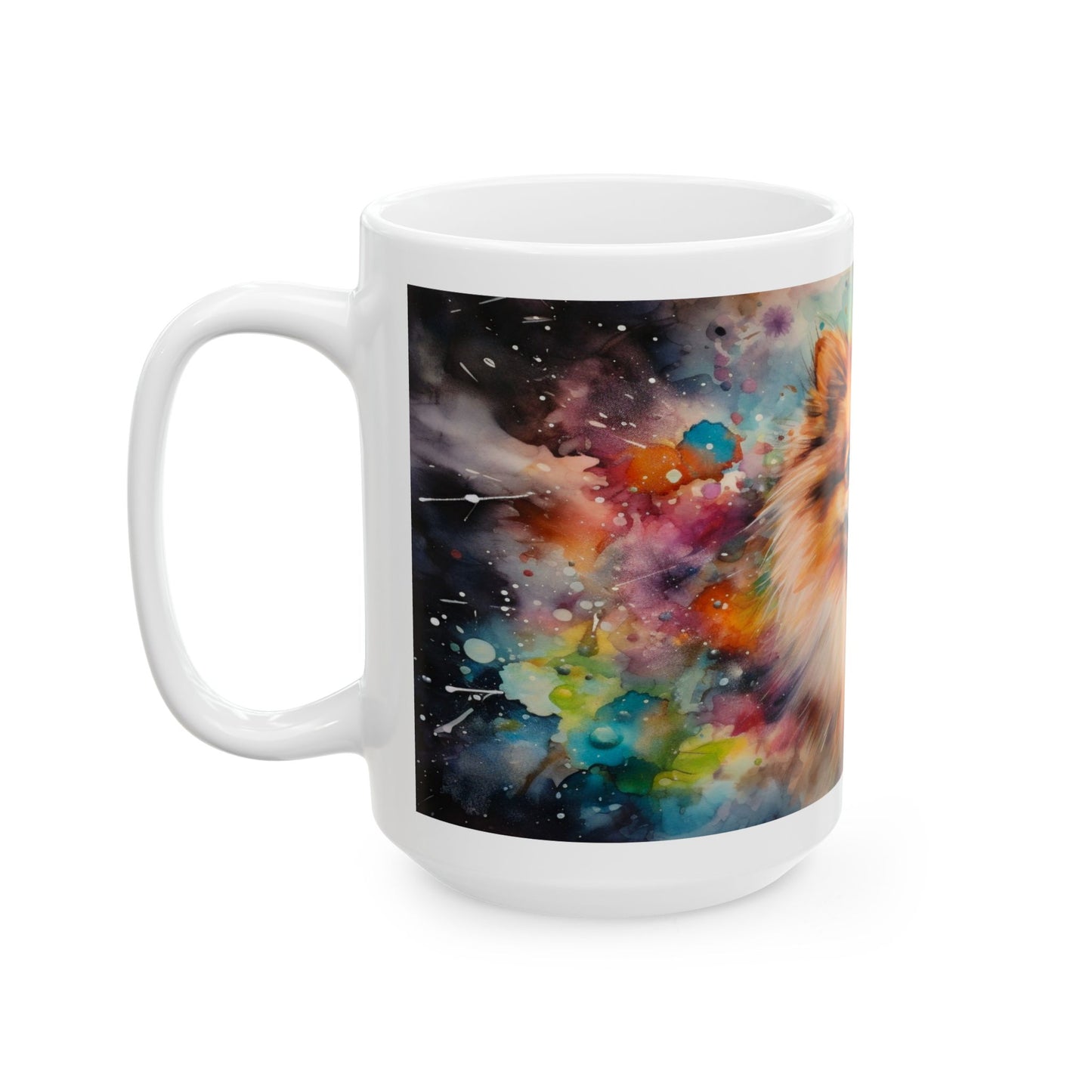 Taza Pomerania Acuarela: ¡Una explosión de color y personalidad! 🌸