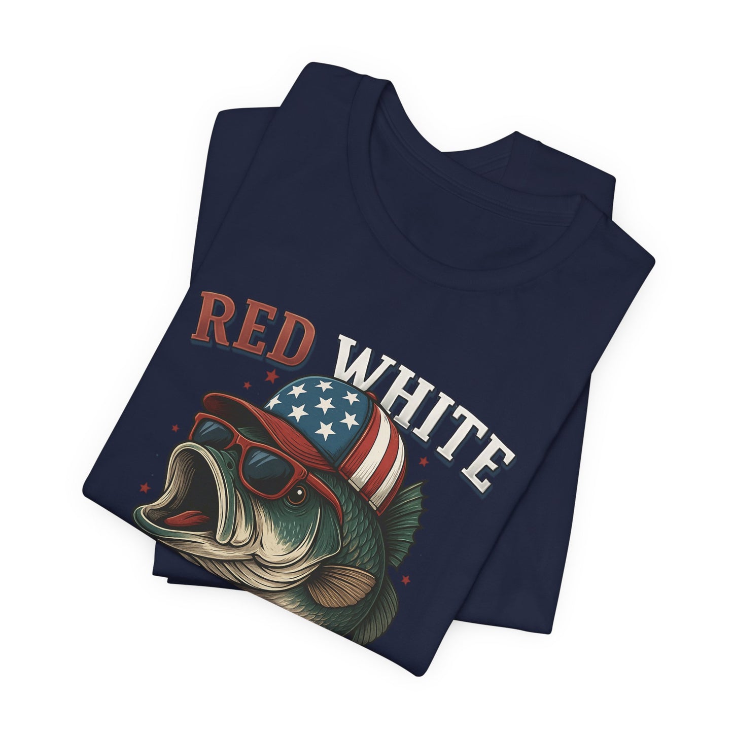 Divertida camiseta patriótica de pescado, con estampado rojo, blanco y negro, unisex, ideal para el 4 de julio, regalo para papá, ideal para barbacoas de verano.