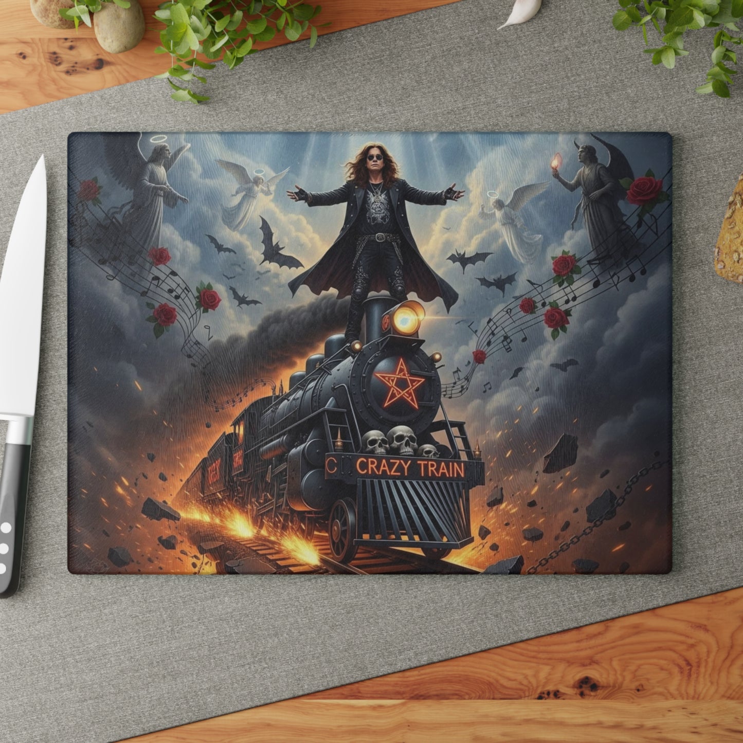 🔥 Chaos Express Cutting Board – Ride the Rail of Rebellion 🎸🚂