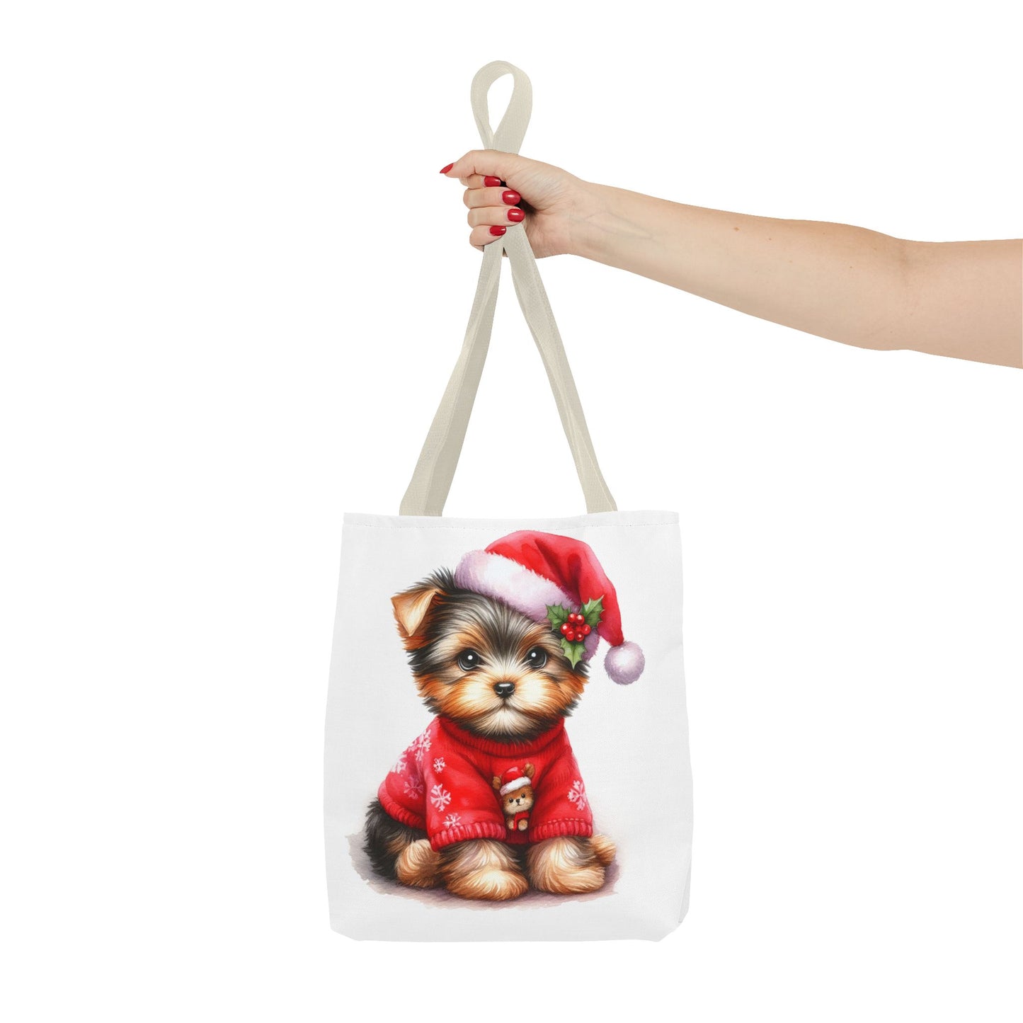 🎄 Santa Yorkie Christmas Tote Bag – Holiday Cheer in Every Stitch 🐾