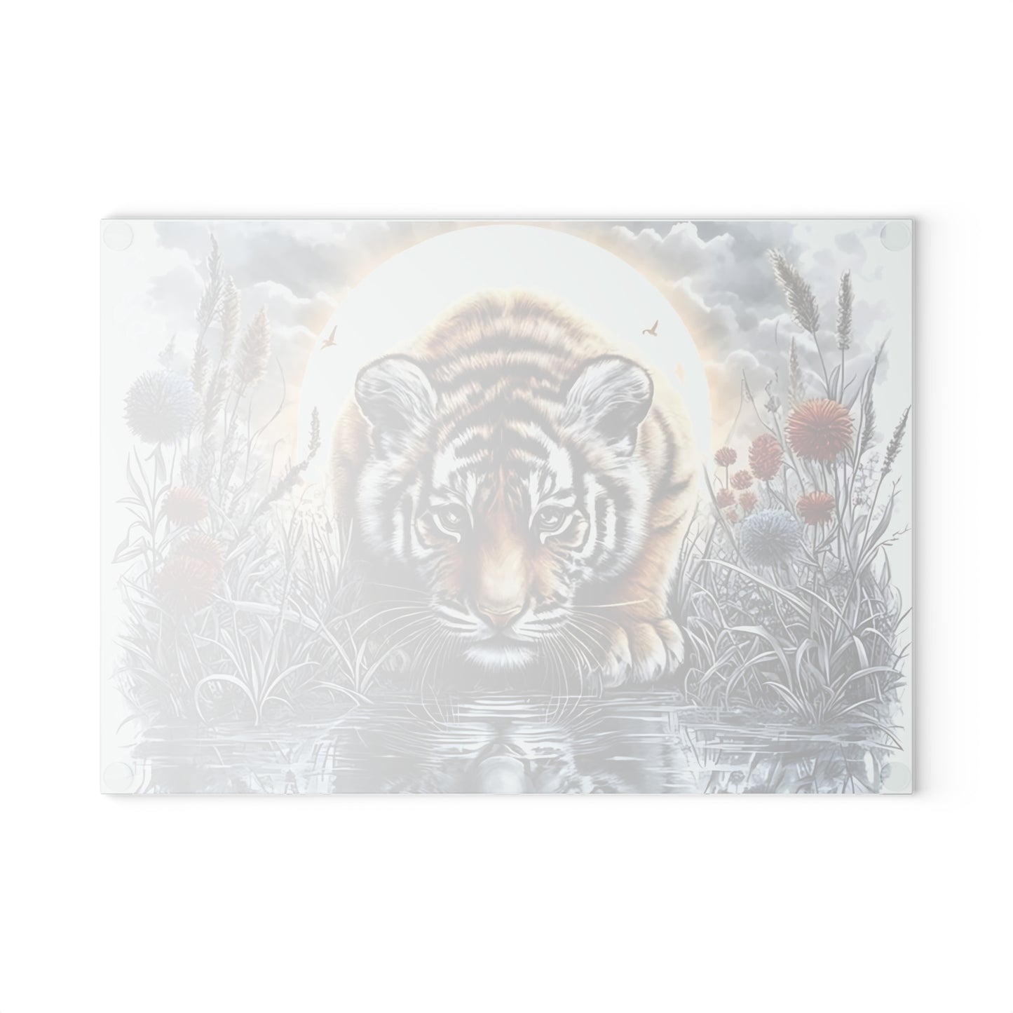 🐯 Reflective Baby Tiger Cutting Board – Fierce Cuteness with Artistic Flair