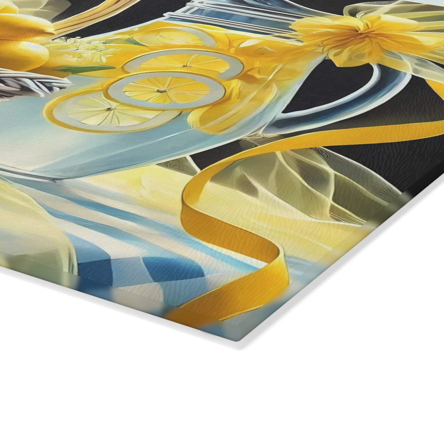 Lemon Cutting Board, Citrus Kitchen Decor, Rustic Farmhouse Style, Glass Cutting Board, Summer Kitchen Accent, Fresh Lemon Design, Gift idea