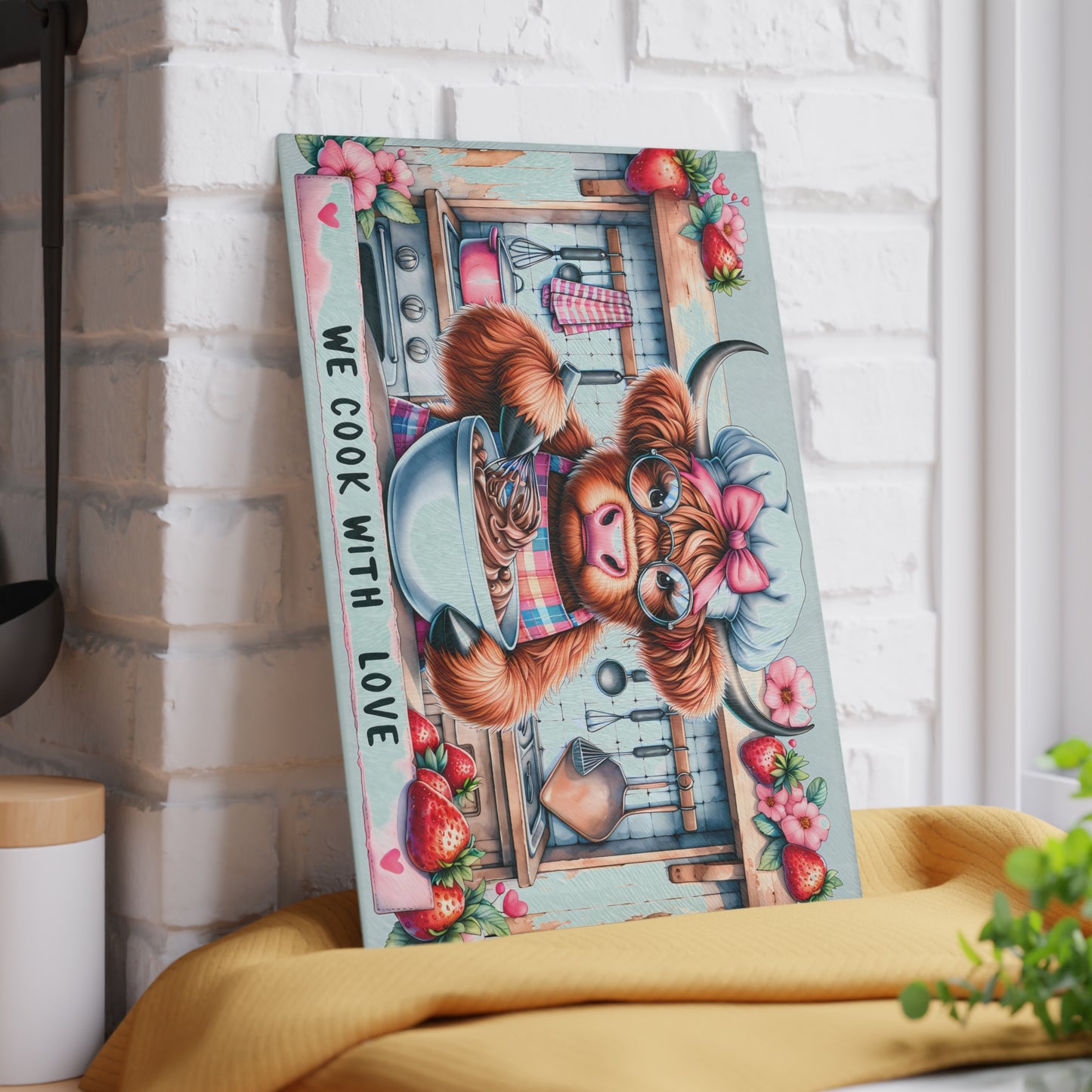 🐮 We Cook With Love Cutting Board – Whisking Up Sweetness & Farmhouse Charm