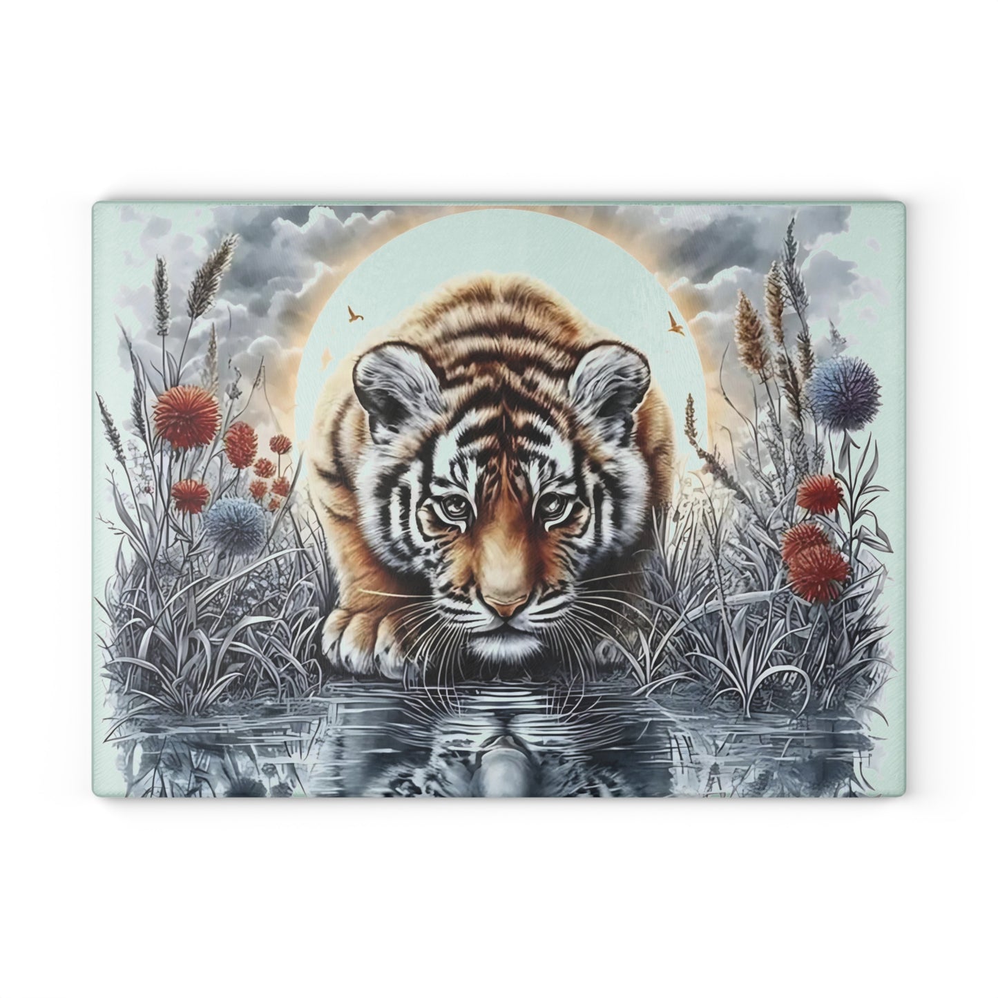 🐯 Reflective Baby Tiger Cutting Board – Fierce Cuteness with Artistic Flair