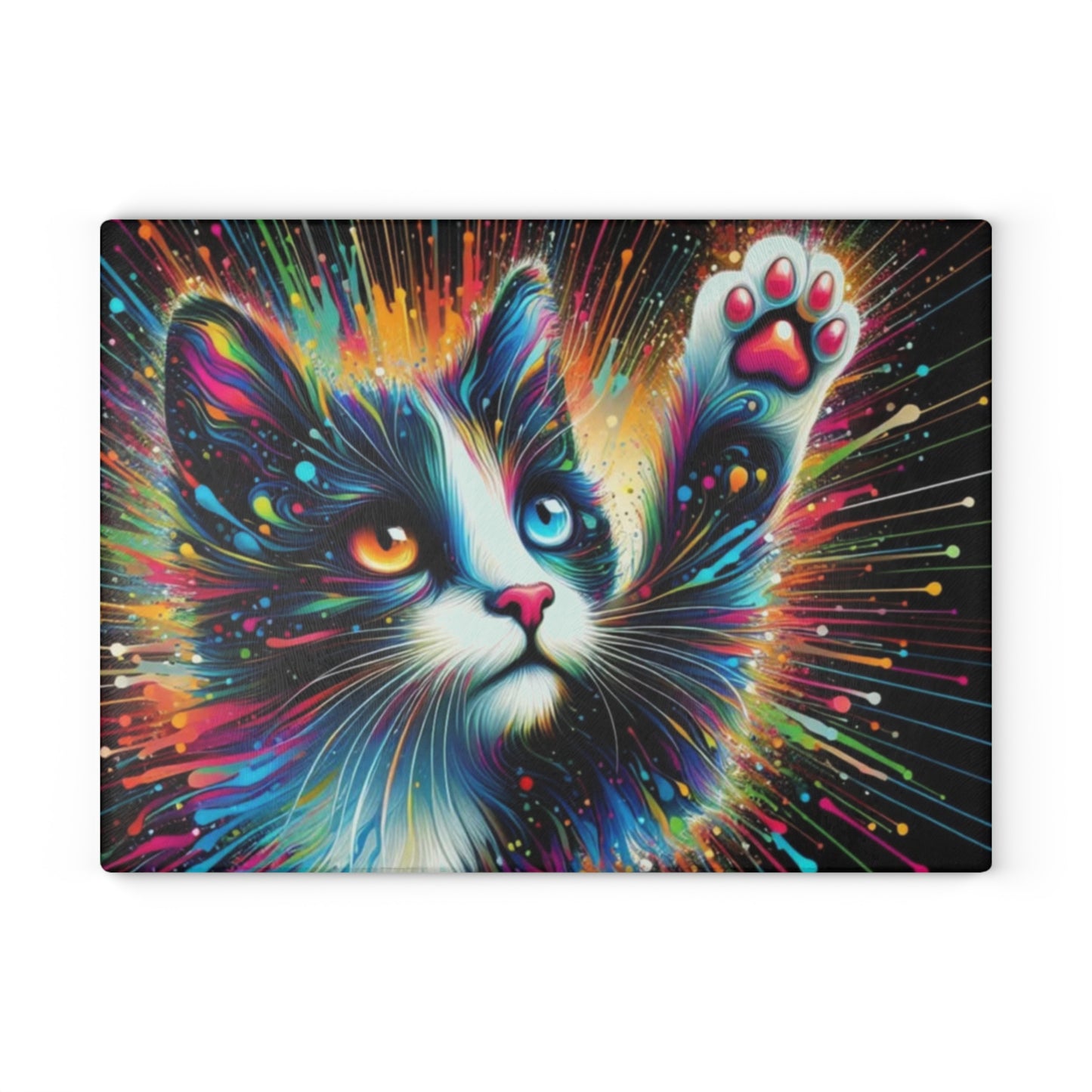 🐾 Rainbow Cat Cutting Board – Psychedelic Feline Art That Pops in Your Kitchen