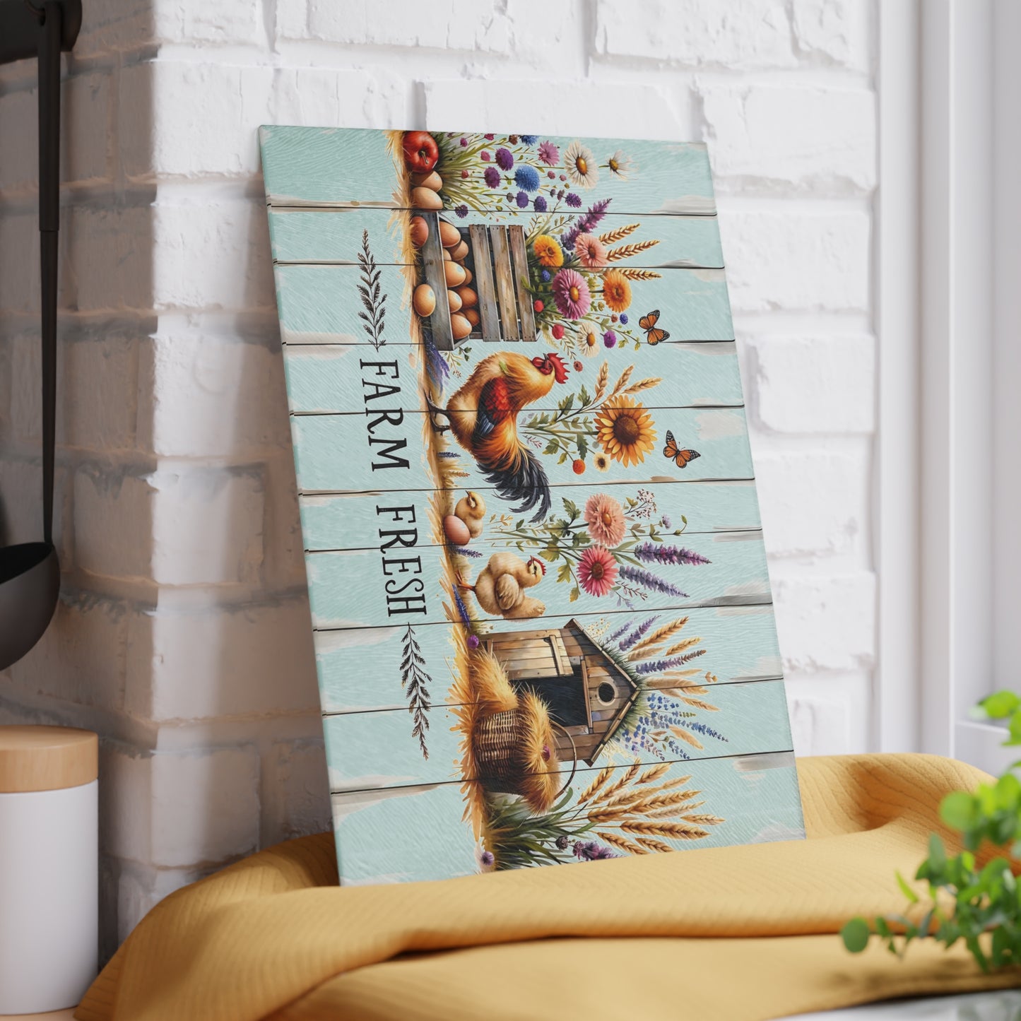 🐓🌾 Farm Fresh Cutting Board – Rustic Rooster & Countryside Charm 🥚🌸