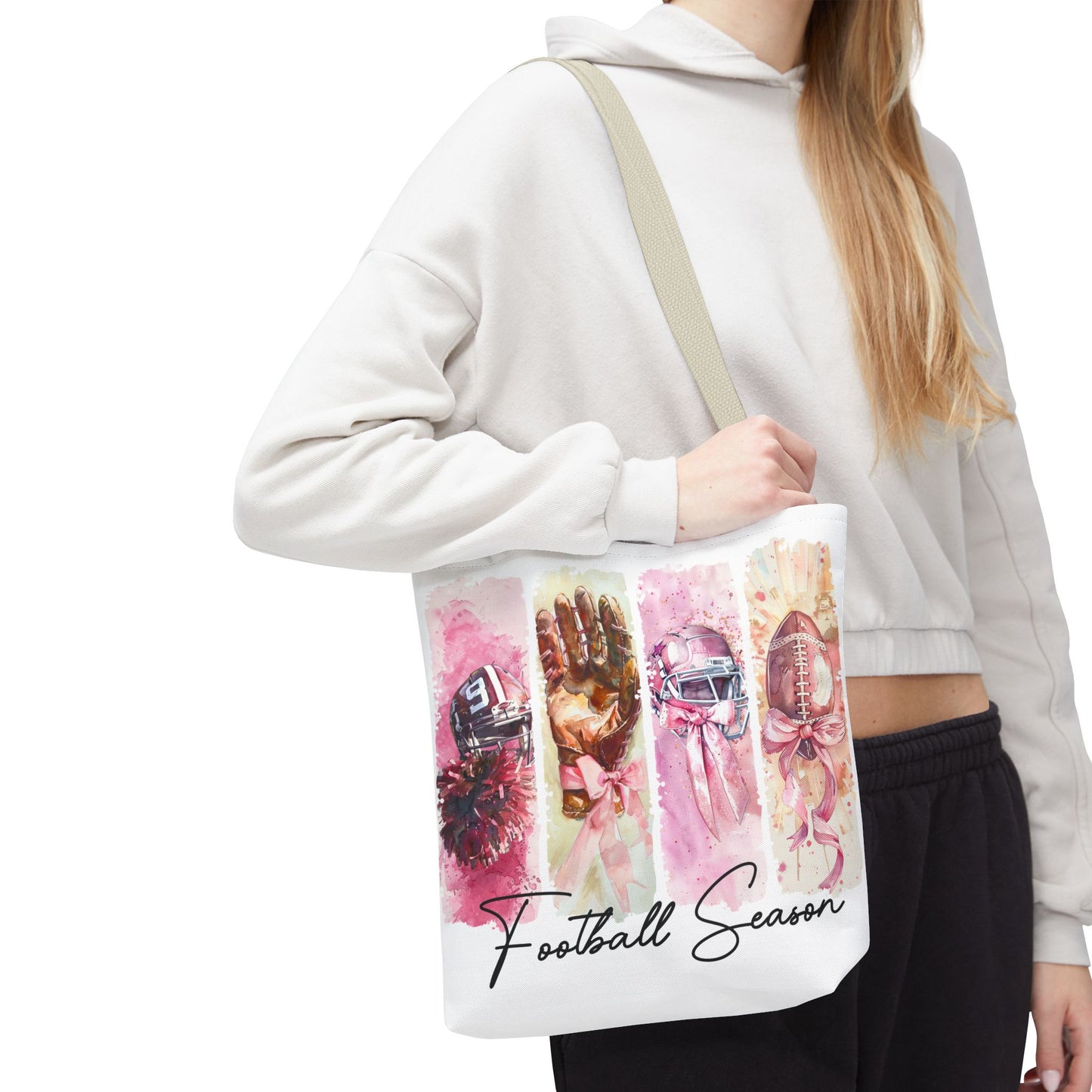 🏈 Game Day Pink Awareness Tote Bag – Sporty Style with a Purpose 🎀👜