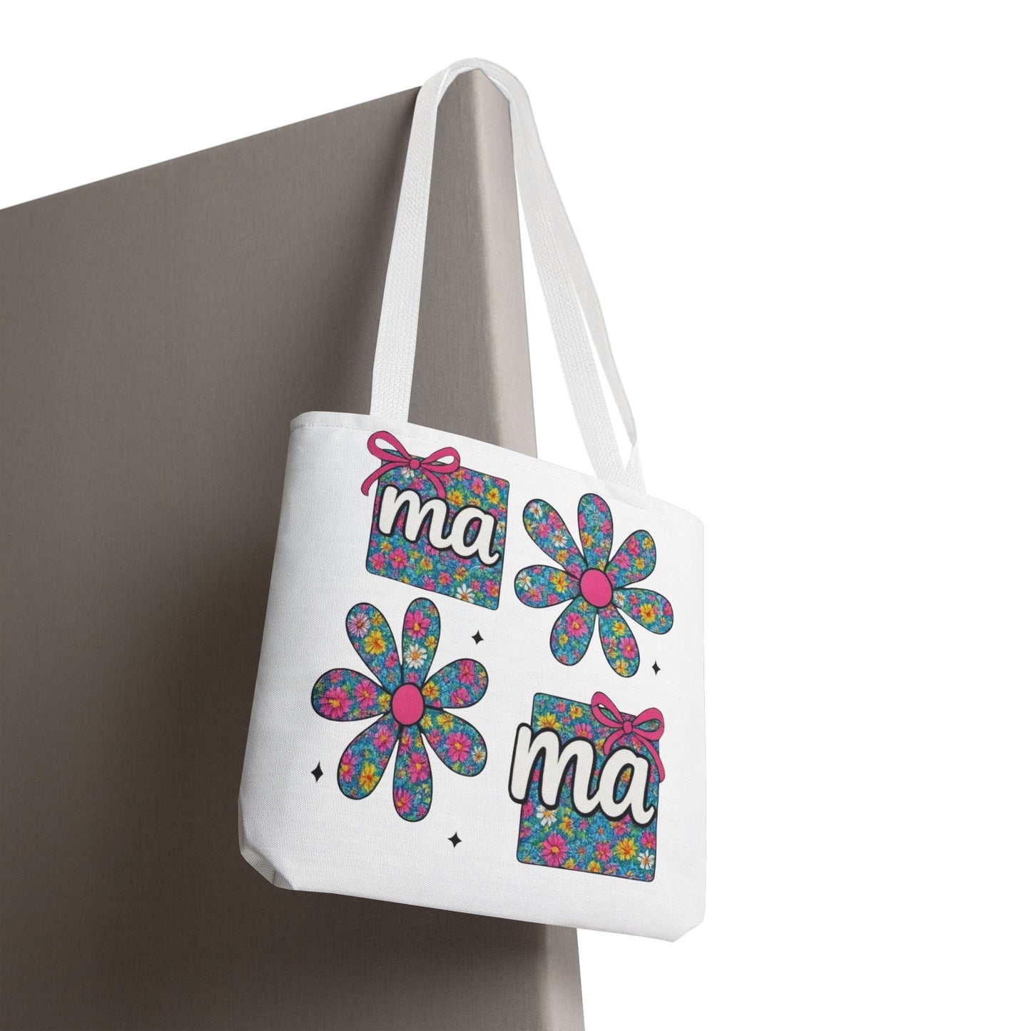 Bolso Tote Floral "ma": Un Accesorio Divertido y Brillante para Mamá