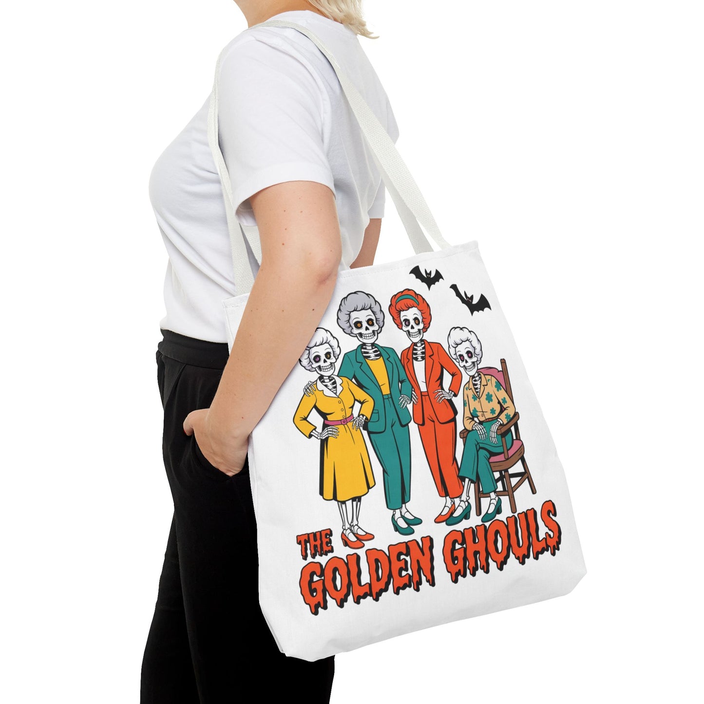 ๐ค Retro Skeleton Squad Tote Bag โ Spooky Chic Style for Halloween ๐ป๐