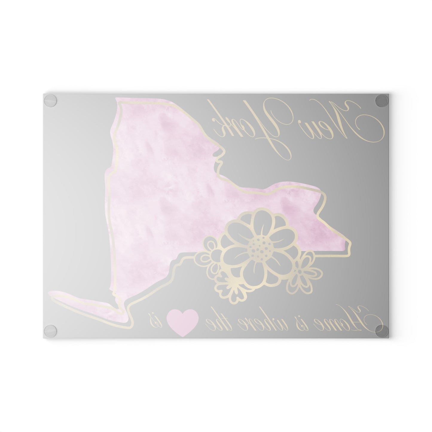 🗽 New York State Cutting Board – Elegant Watercolor Pride with Floral Flair