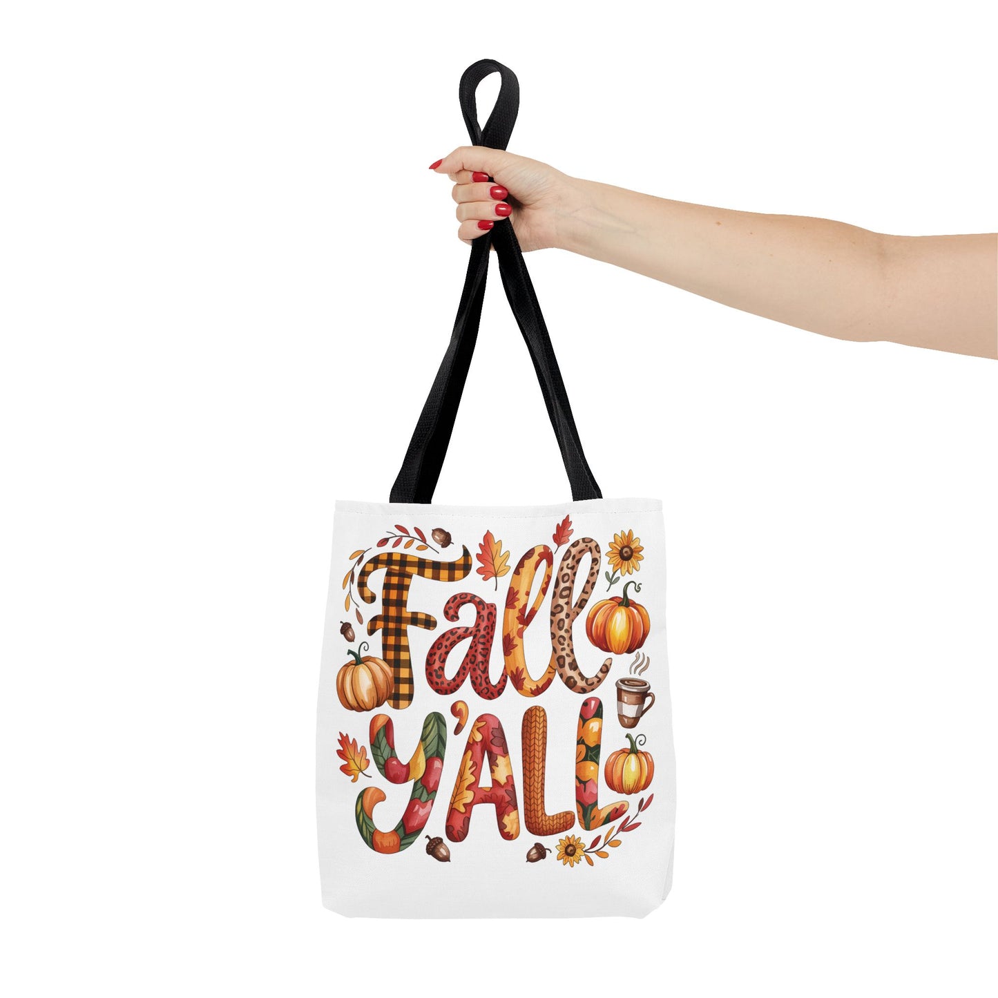 🎃 Fall Y’all Tote Bag – Bold Prints, Cozy Coffee & Pumpkin Cheer 🍂