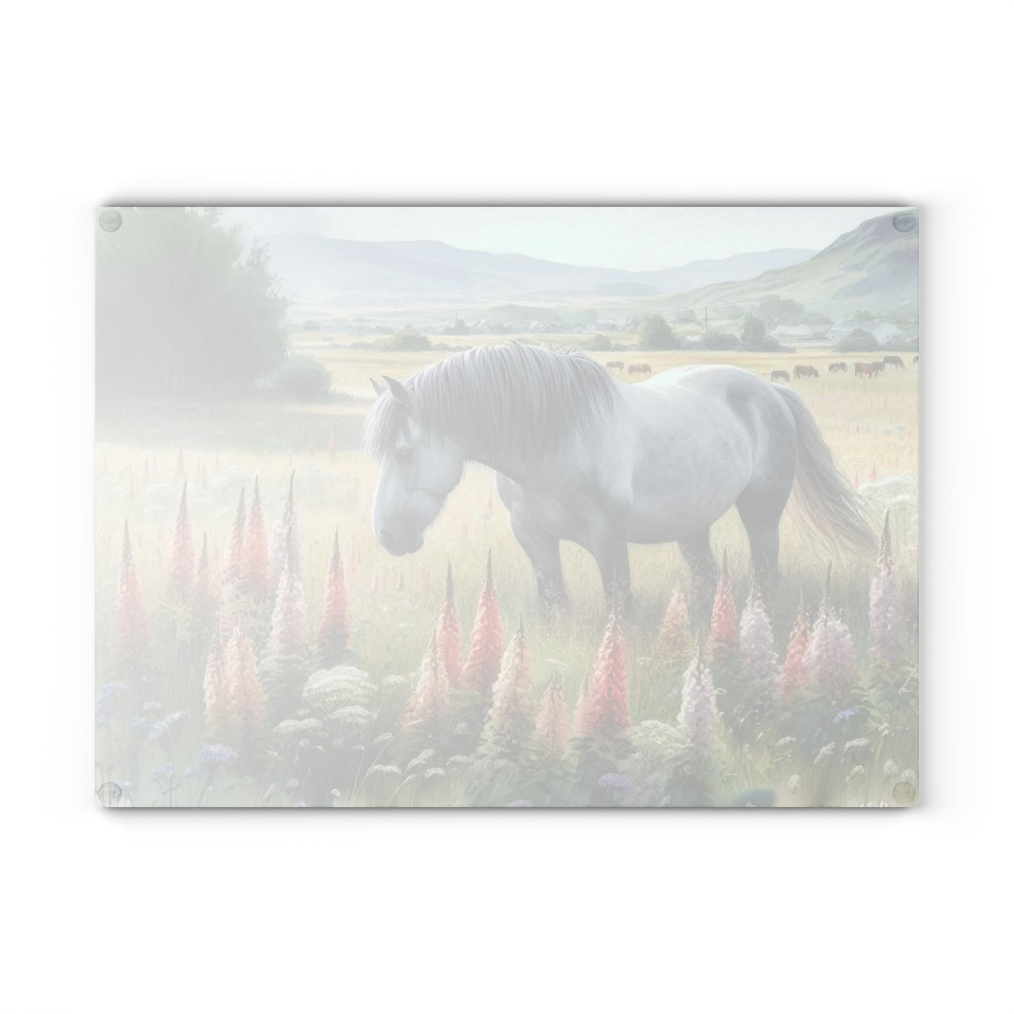 Horse Cutting Board, Equestrian Gift, Glass Cutting Board, Rustic Kitchen Decor, Horse Lover Gift, Farmhouse Kitchen Decor, Horse Lover Gift