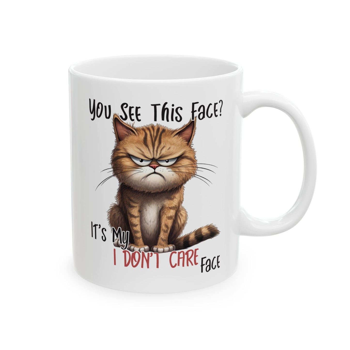 ¿Ves esta cara? – Taza de café "Me da igual" de Grouchy Cat ☕