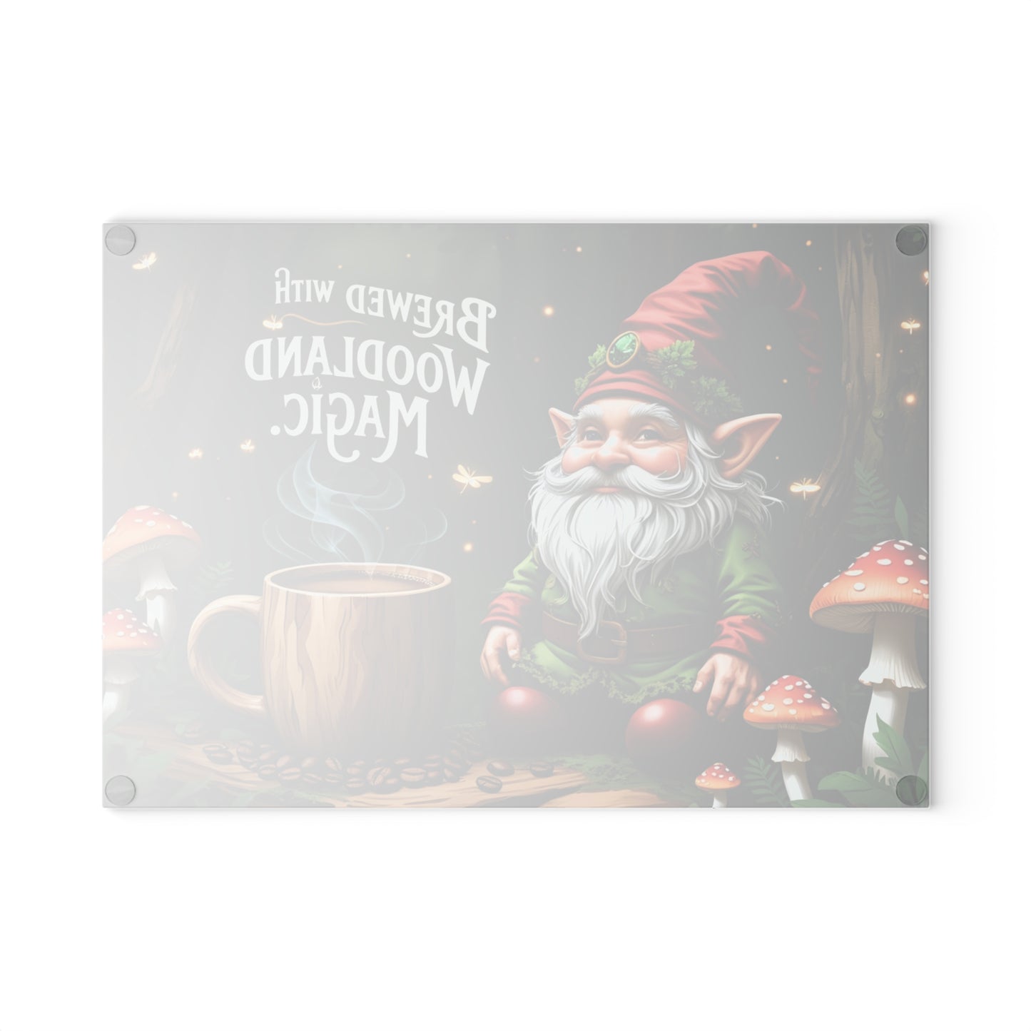 🍄☕ Brewed with Woodland Magic Gnome Cutting Board – Enchant Your Kitchen 🍄☕