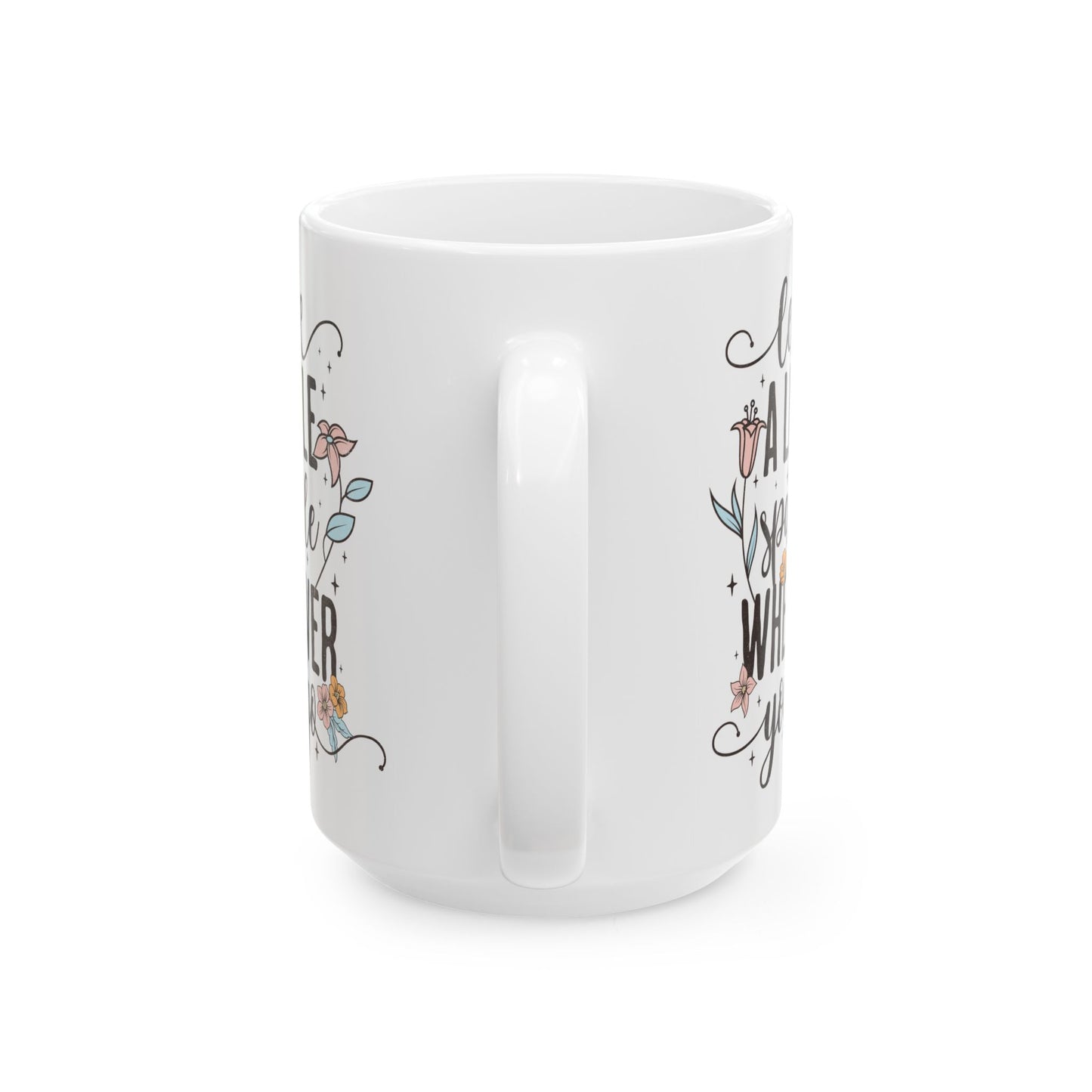 Taza floral “Deja un poco de brillo dondequiera que vayas” ✨
