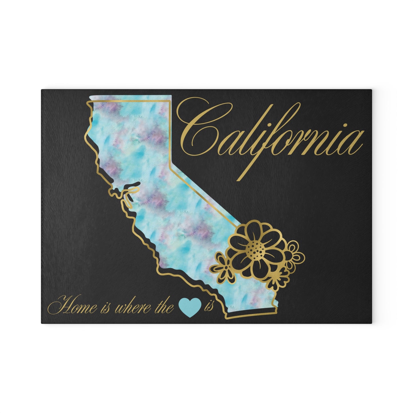🪷 California Floral State Cutting Board – Watercolor West Coast Elegance for Your Kitchen 🌊