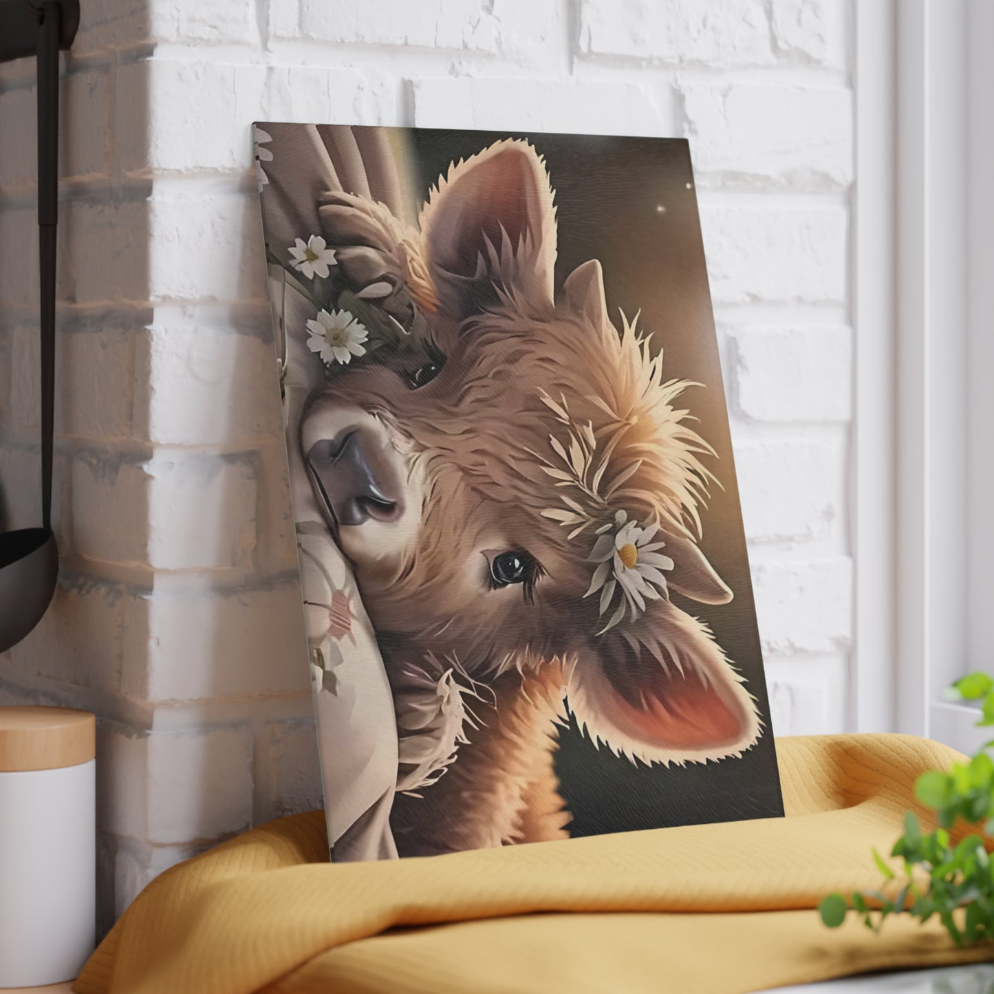 🐮🌼 Daisy Highland Calf Cutting Board – Country Charm with Sweet Simplicity 🌸🐮