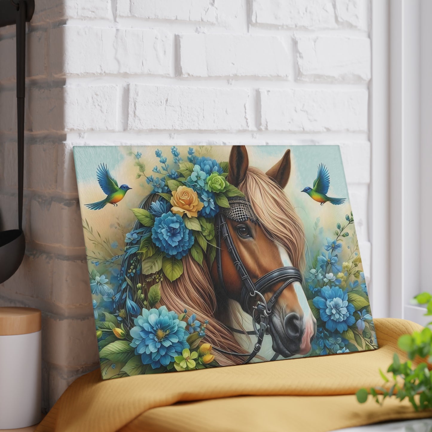 Hermosa tabla de cortar de caballo, tabla de cortar de vidrio templado, tabla de charcutería, tabla de cortar, regalo de inauguración de la casa, tabla de cortar personalizada