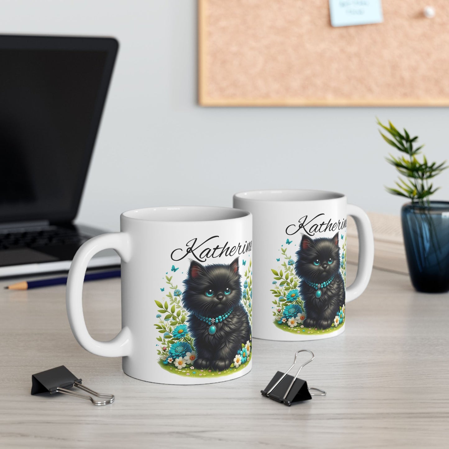 Taza personalizada con gato: ¡Taza con nombre personalizado y un adorable diseño de gatito! 🐱💖