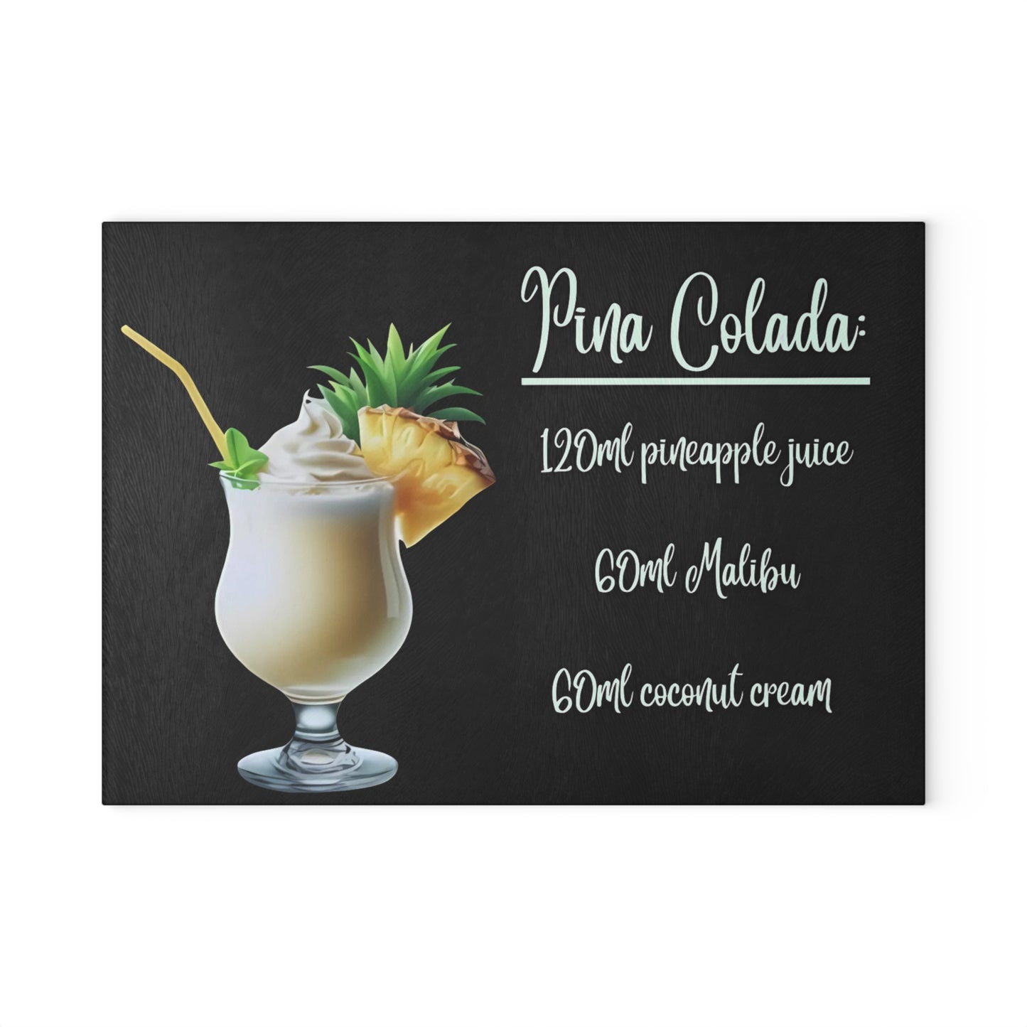 🍍 Piña Colada Recipe Cutting Board – Island Vibes for Your Kitchen or Bar