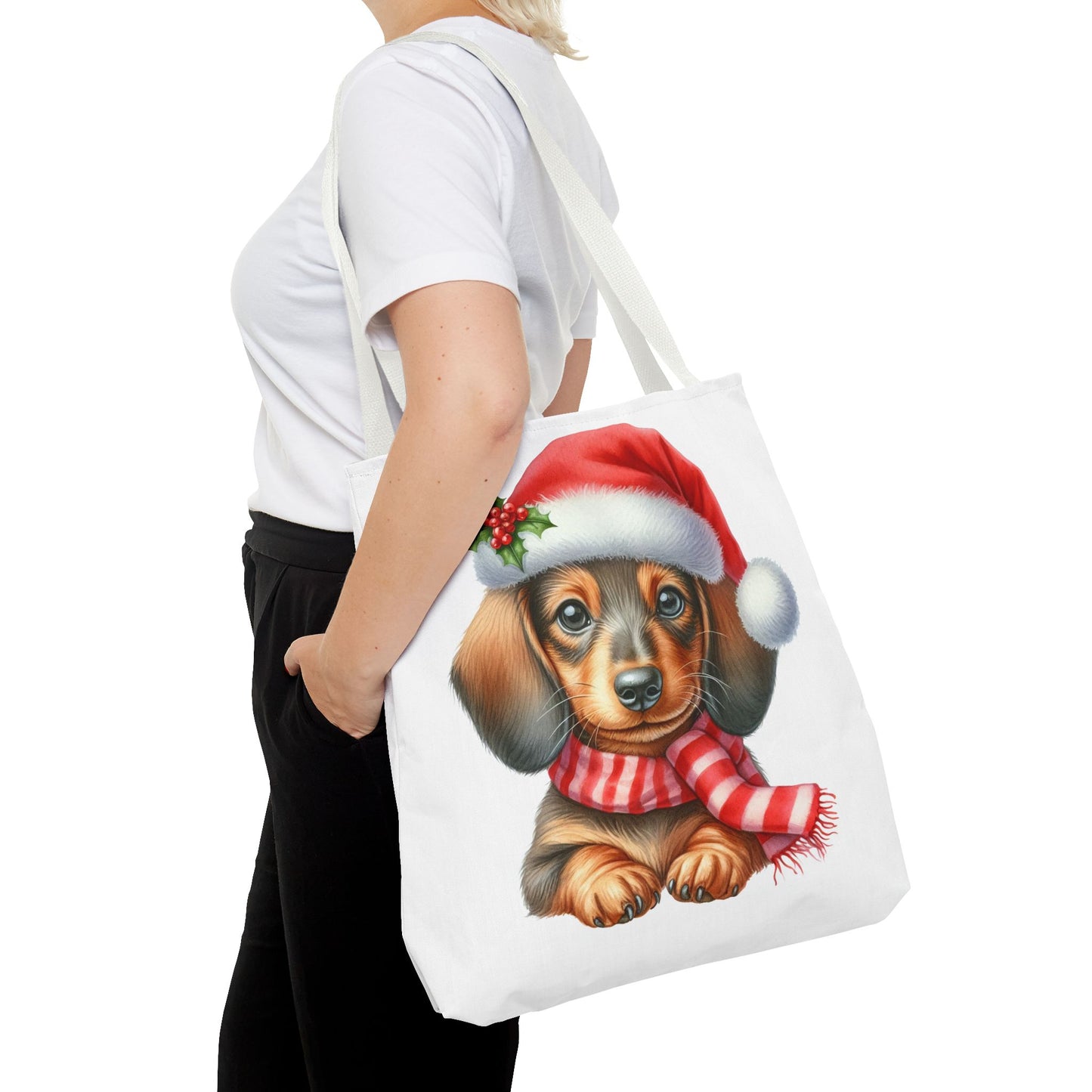 🎄 Dachshund Christmas Tote Bag – Festive Holiday Charm for Dog Lovers 🐾🎅
